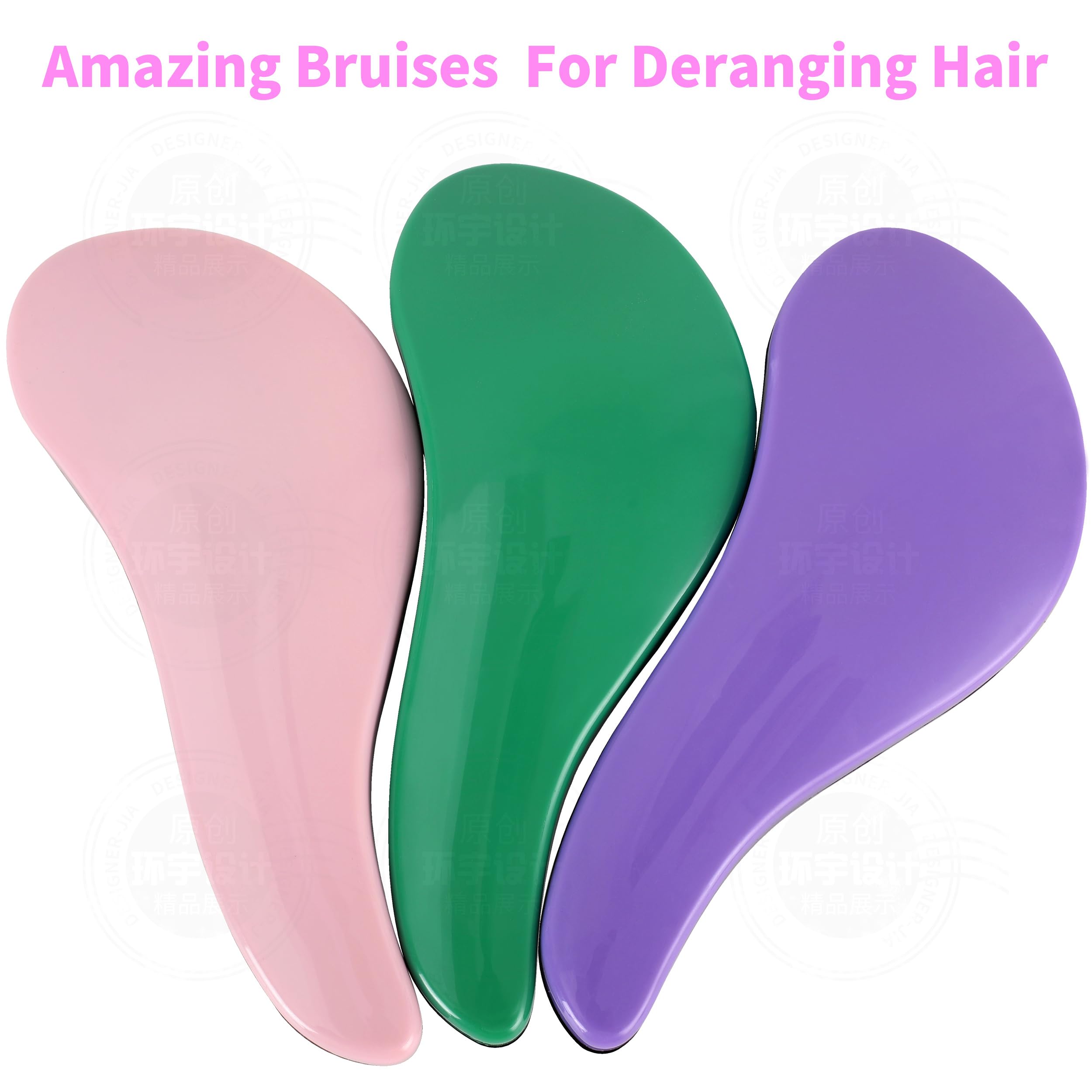 3 cepillos desenredantes para el cabello para niños, sin nudos, sin dolor, para desenredar el cabello rizado y fino (tamaño 7,4 pulgadas, morado)