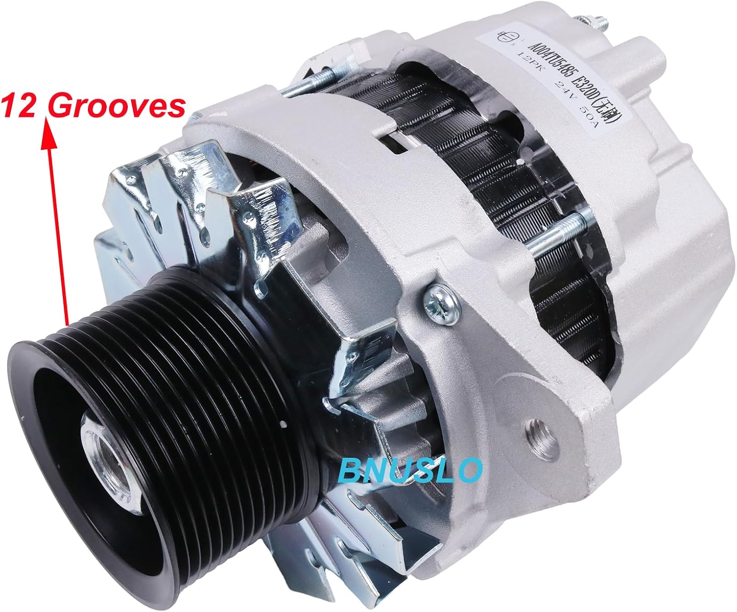 24V 50A Alternator 12 Grooves 212-8561 2128561 Replacement for Caterpillar CAT Engine 3066 C6.4 Excavator 320C 320D 321C (12 Grooves)