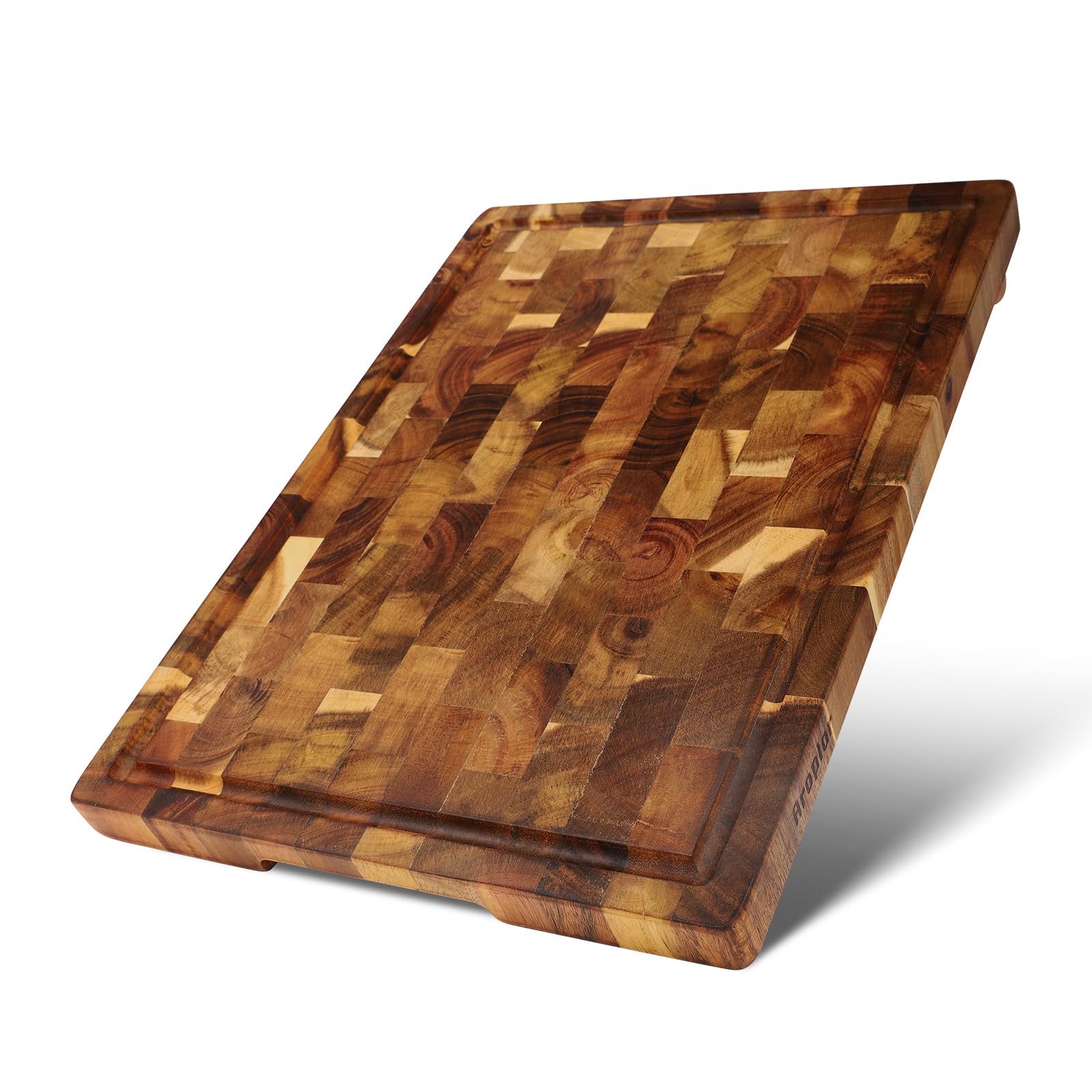 Aroplor Large Thick Acacia Wooden Cutting Boards 17*12*1inch,for Kitchen Large Chopping Boards with Juice Groove,Inner Handles,Non-slip design,Wooden Trays for Meat,Bread,Fruit Vegetables and Cheese