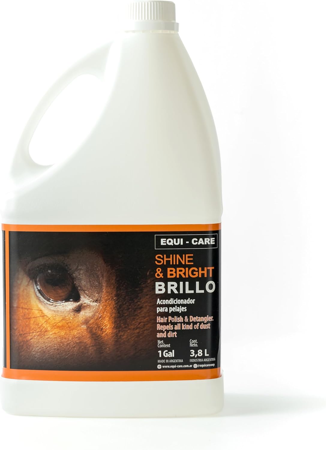 Equi Care Shine & Bright. Ultimate Shine and detangler Spray for Your Horse's Mane, Tail and Coat. Remove Knots, Reduces Hair Breakage, Leaves Hair Soft and Shiny. (1 Gal)