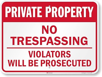 SmartSign 18 x 24 inch “Private Property - No Trespassing, Violators Will Be Prosecuted†Metal Sign, 80 mil Aluminum, 3M Laminated Engineer Grade Reflective Material, Red and White