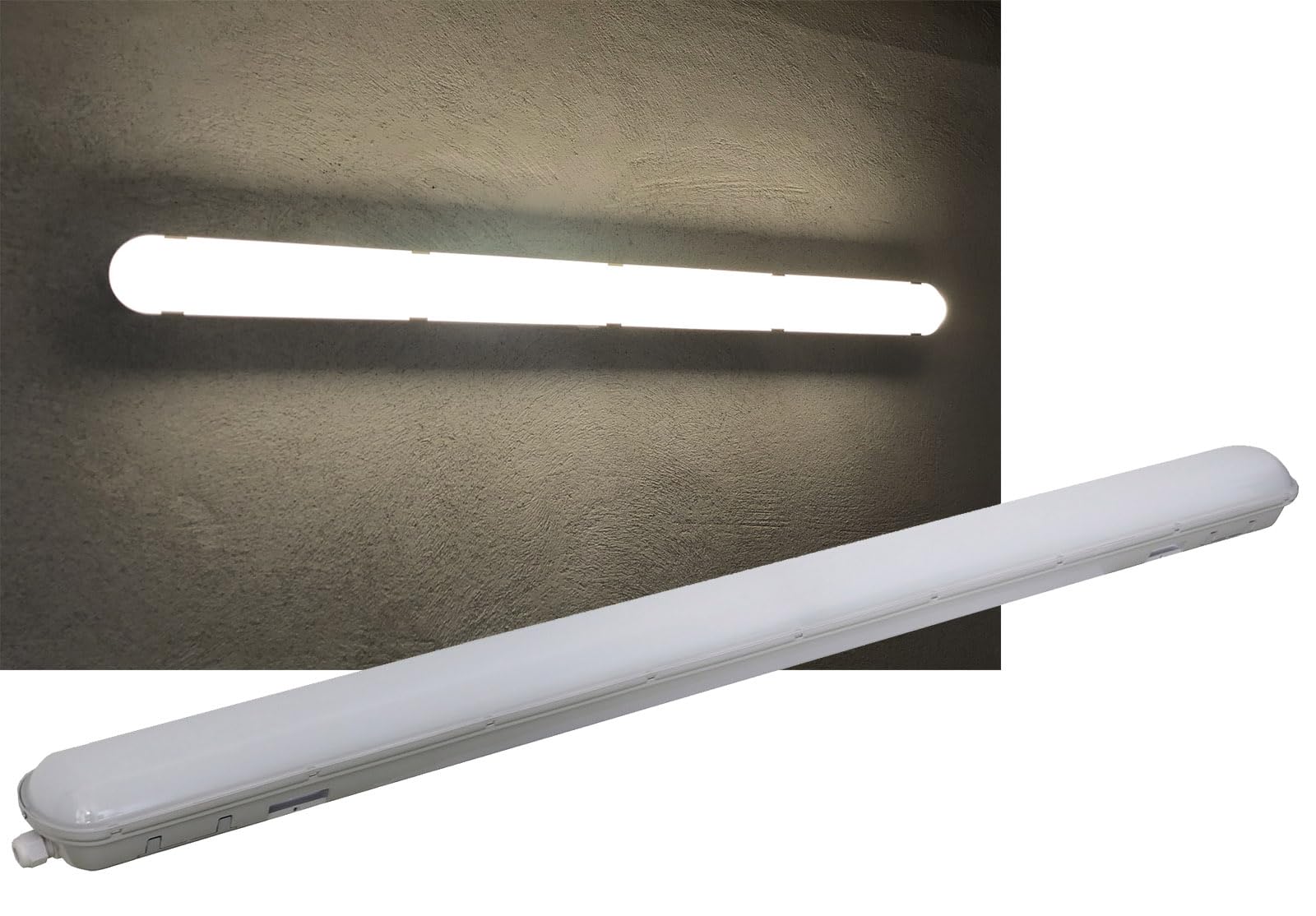 ChiliTec LED Deckenleuchte Feuchtraumleuchte mit Durchgang IP65 230V Wannen Leuchte - Beleuchtung Nass Raum Garage Carport Keller Neutralweiß - Länge 120cm