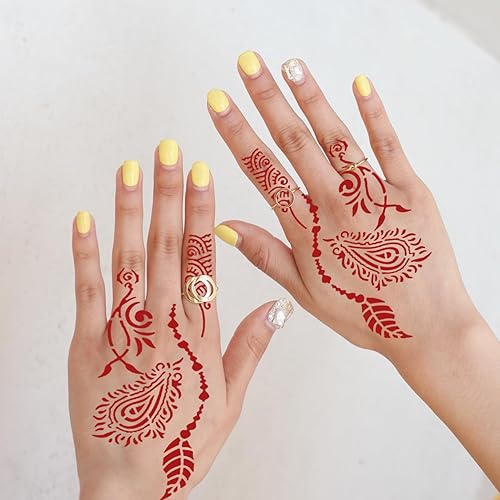 Miniatura 3 de Juego de plantillas de tatuaje de henna de 24 hojas para mano, plantilla de tatuaje temporal árabe indio Mehndi