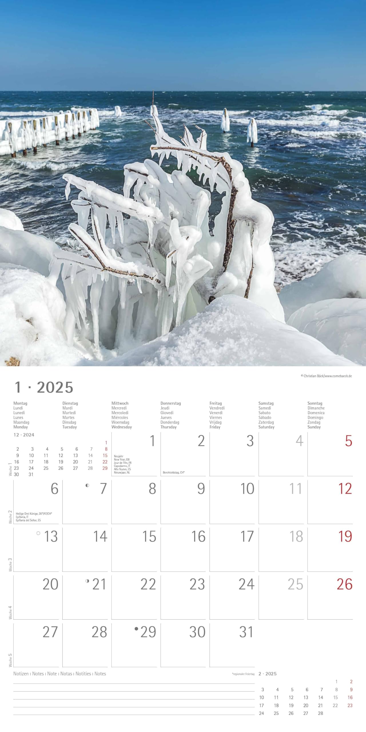 Calendario Da Parete 2025 By The Sea - 30x30 Cm, Con Stile Marino, Da Alpha Edition