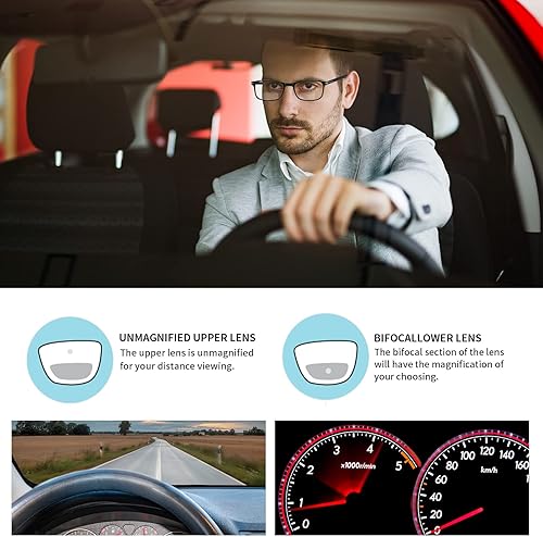 Miniatura 3 de LKEYE Gafas de lectura bifocales para hombres y mujeres, luz azul, lectores de computadora, marco ancho, progresivos, transparentes, de diseñador de