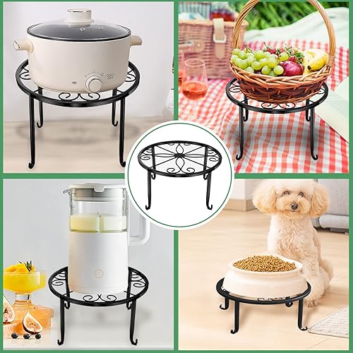 Miniatura 6 de Paquete de 6 soportes de metal para plantas de interior y exterior soportes para macetas de flores para múltiples plantas estante redondo de hierro