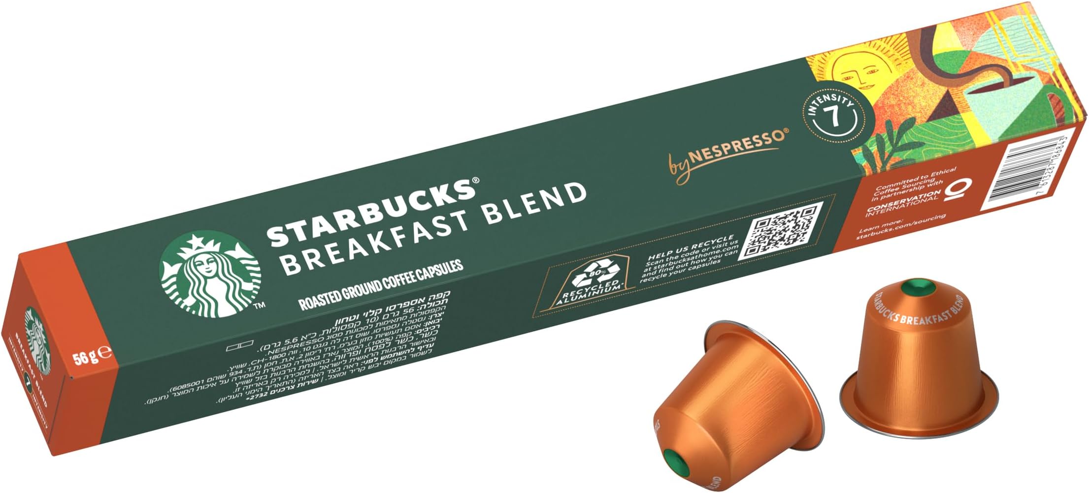 Starbucks Breakfast Blend By Nespresso Medium Roast Coffee Capsules, Tube of 10 Servings