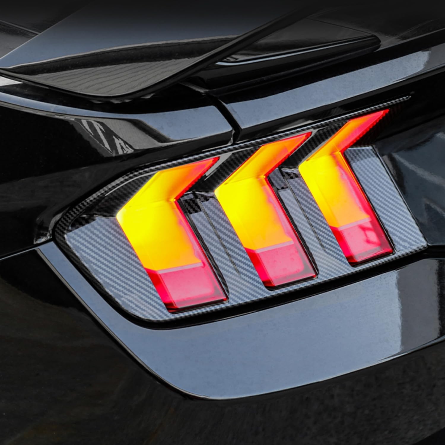 for Ford Mustang 2024-2025 Carbon Fiber Black Rear Tail Light Cover Trim 2pcs Car Accessories