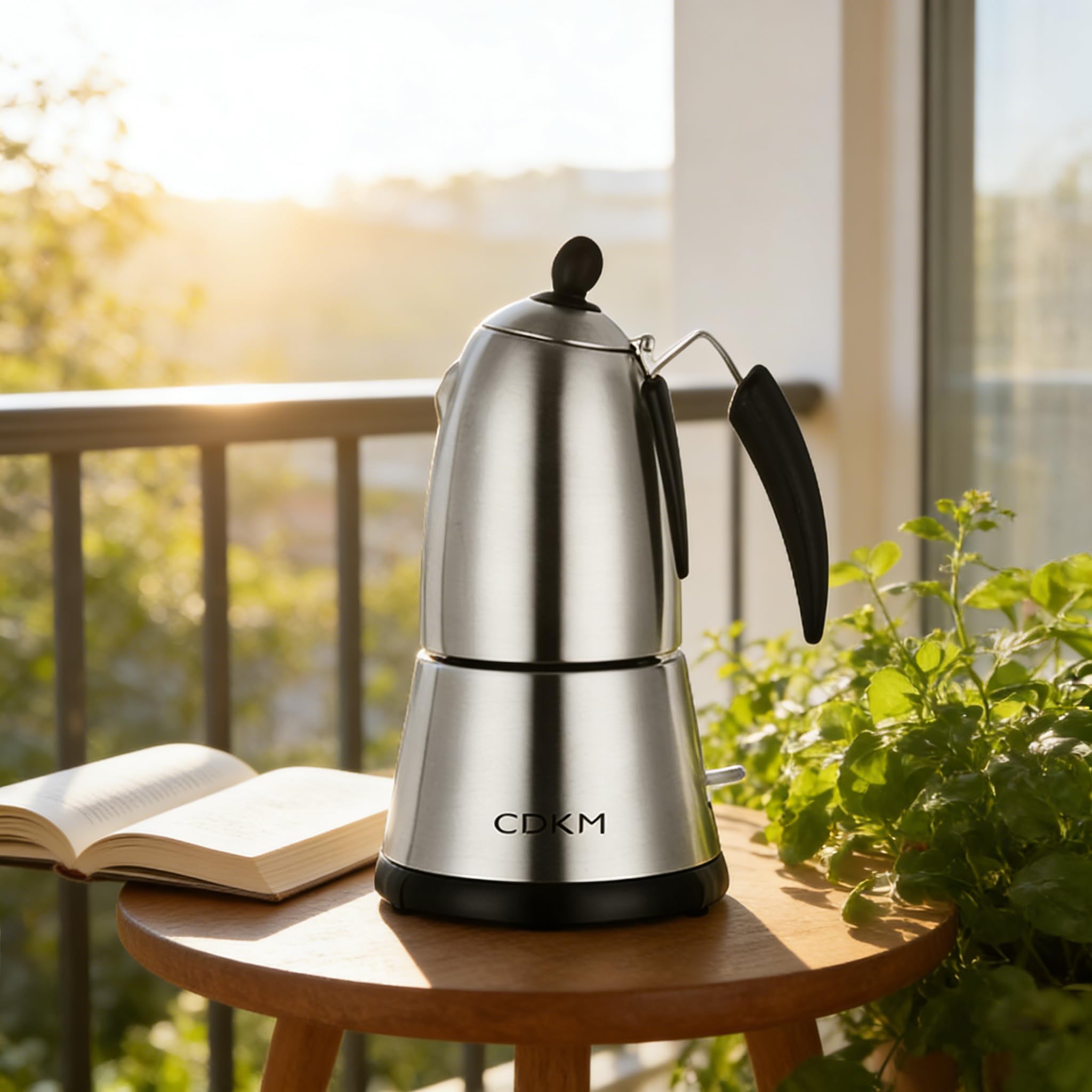 Cafetera eléctrica Moka – Olla eléctrica Moka con válvula de seguridad italiana, termostato STRIX UK, acero inoxidable 304 – Preparación de café espresso rico y aromático (230, mililitros)