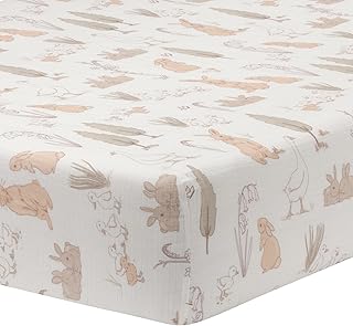 Lambs & Ivy Signature Bunny Hop Organic Cotton Muslin Baby Fitted Crib S...