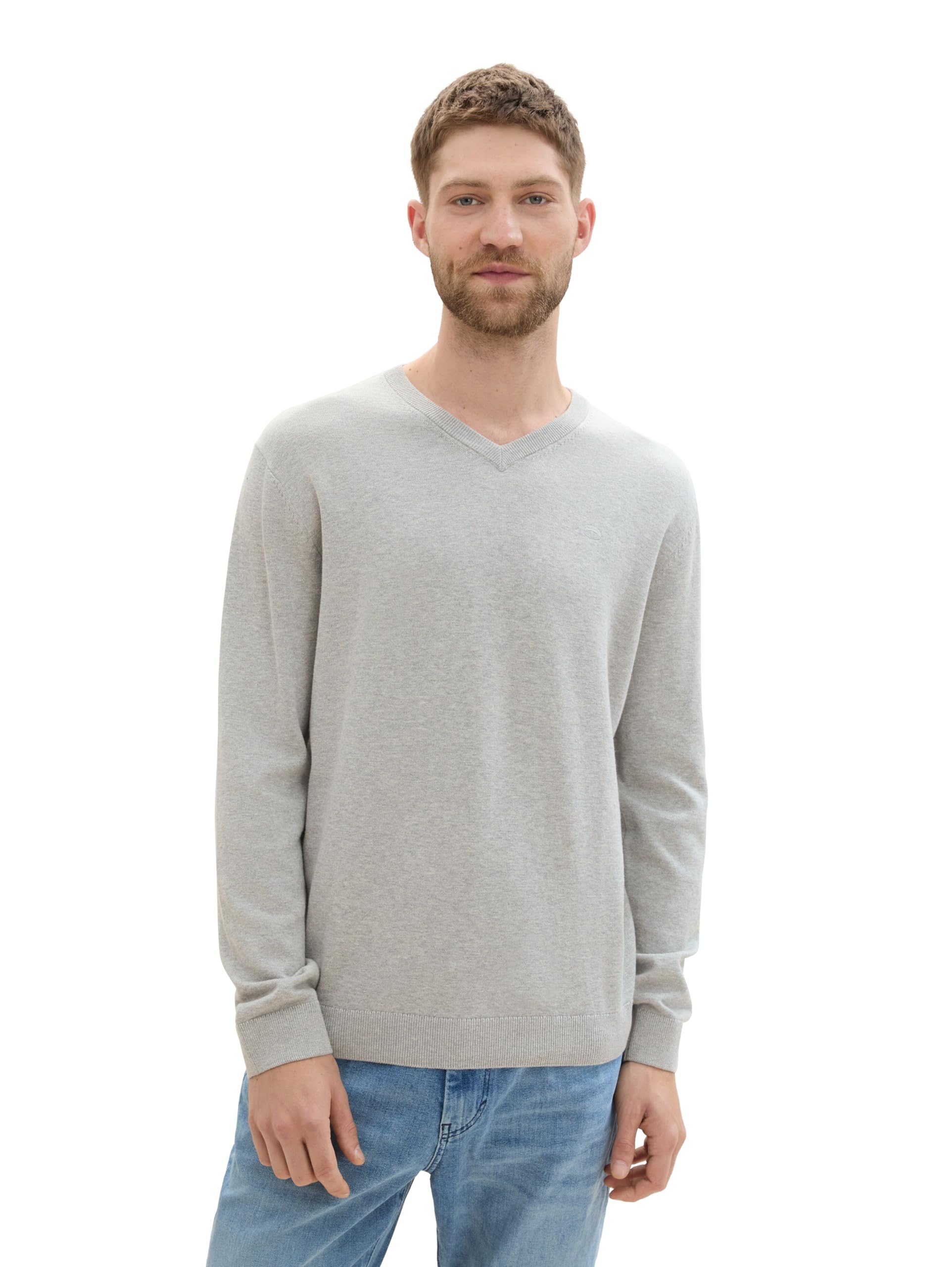TOM TAILOR Herren Strickpullover mit V-Ausschnitt