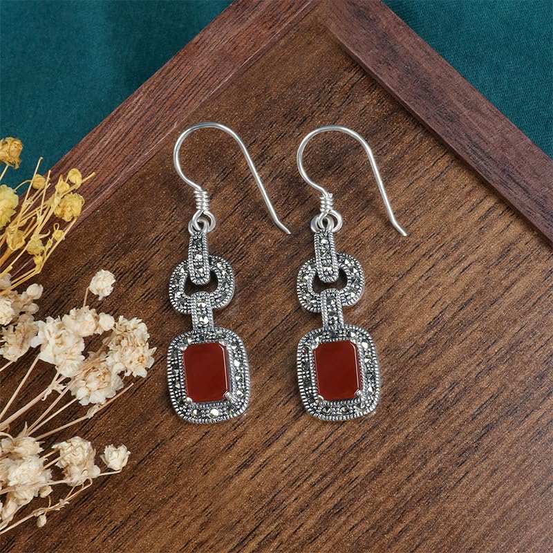 Boucles d'oreilles en argent sterling 925 vintage et marcassite - 5