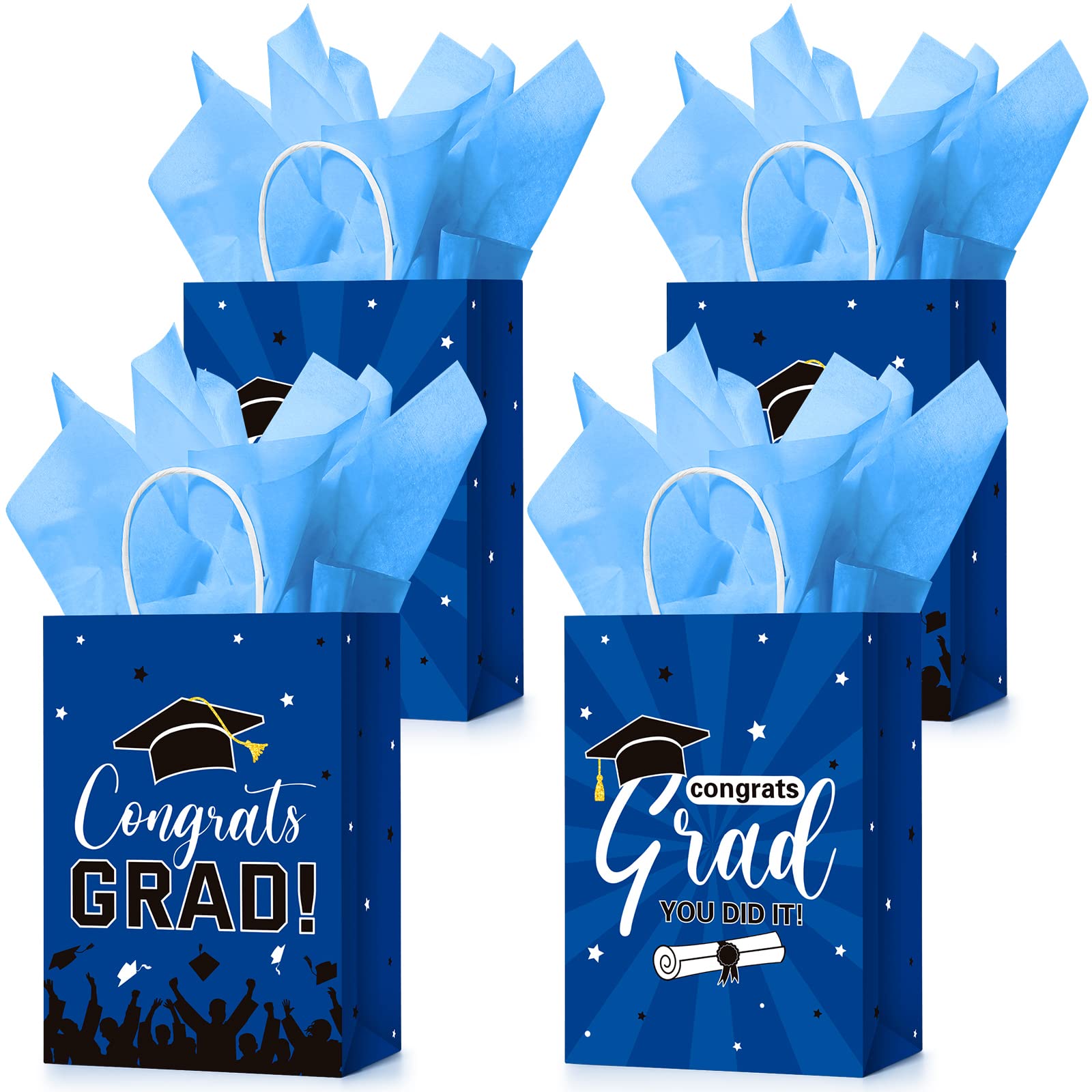 Colarr 24 Pcs Graduation Gift Bags with Tissue Paper 2026 Graduation Party Gift Bags with Handles for High School, College, Kindergarten, 8th Grade