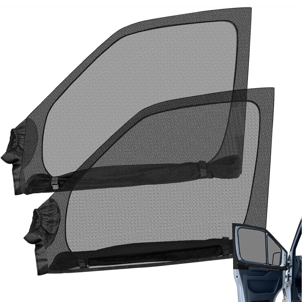WAPEXI 2Pcs Car Window Sun Shades for VW T4 T5 T6 T6.1 T7 California 1990-2025, Breathable Mesh UV Protection Privacy Curtains with Zipper Design for Camping