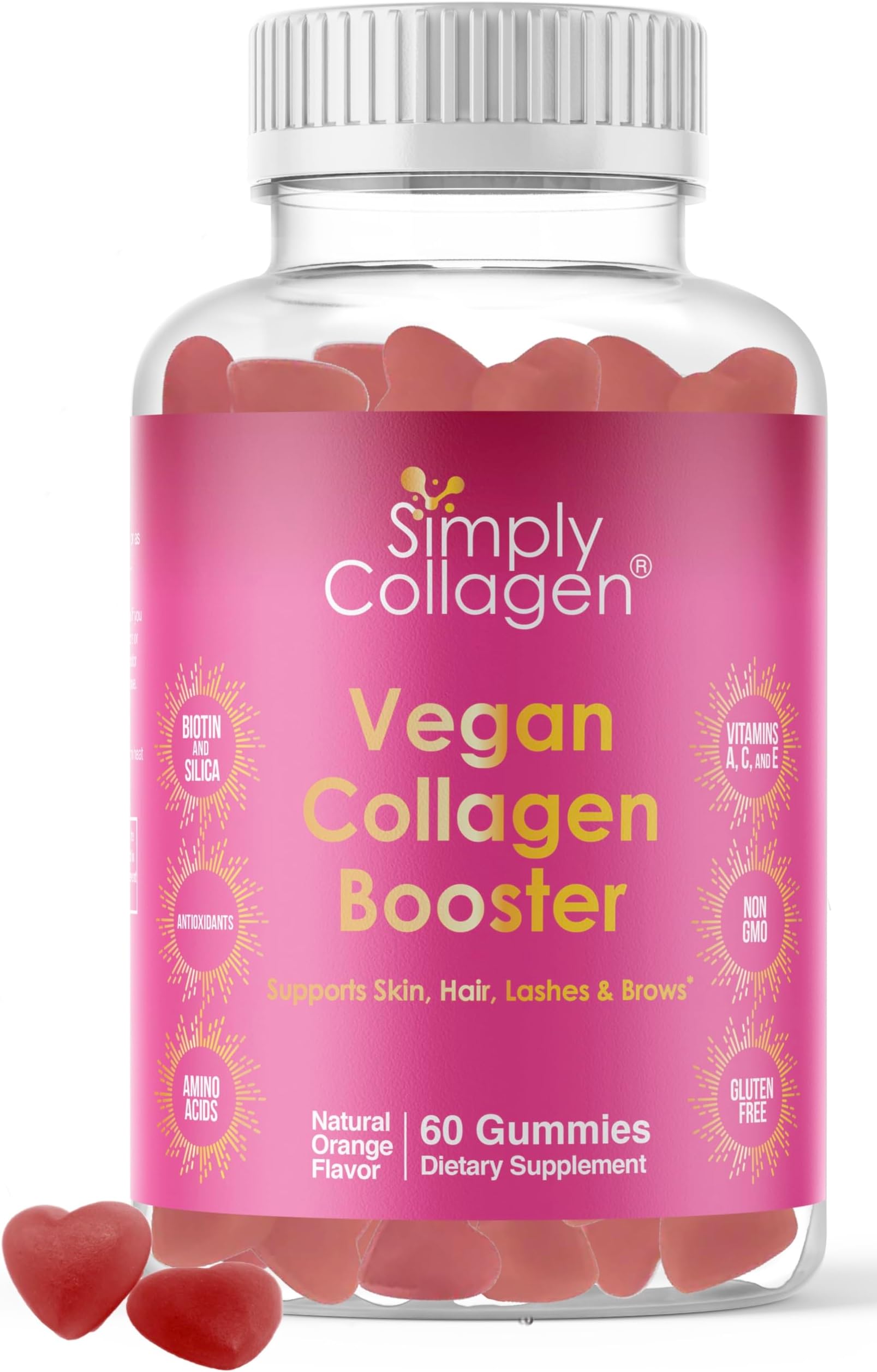 Vegan Collagen Gummies for Women & Men – Plant Based Collagen with Biotin, Vitamins A, C & E – Collagen Booster for Skin, Hair, Nails & Lashes
