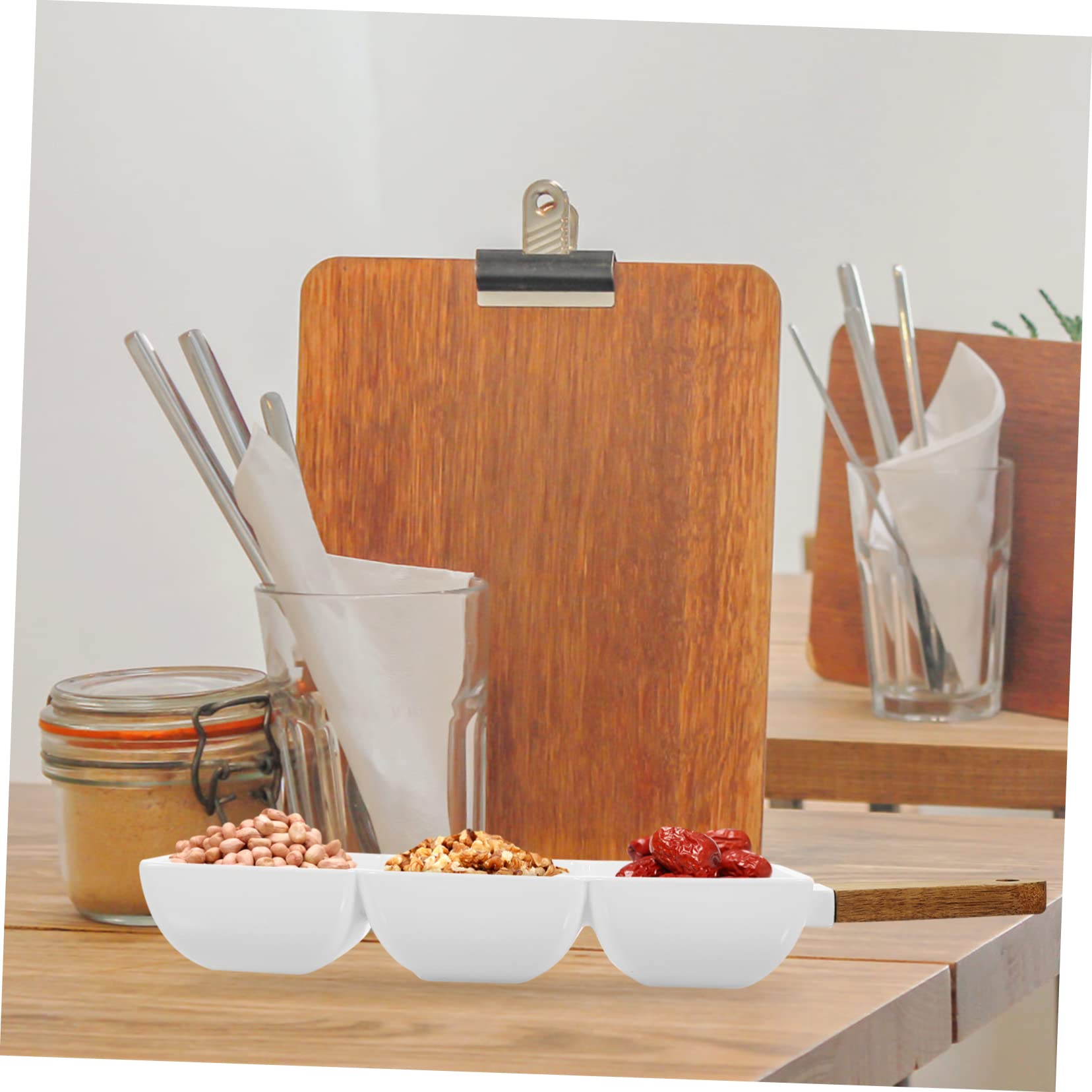 LIFKOME 2 piezas Bol de Cerámica de Compartimentos con Mango para Snacks y Frutas para Salsas y Aperitivos Casa o