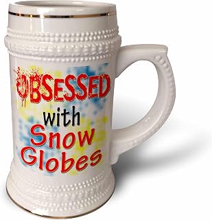 3dRose Obsessed With Snow Globes - Taza Stein, 510 ml (stn_241787_1), 22 oz, color blanco