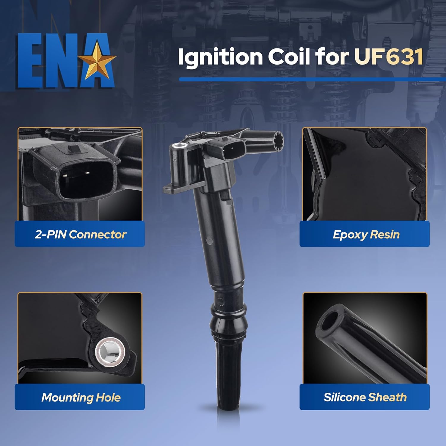 ENA Ignition Coil Pack 6.2 6.2L V8 Compatible with Ford F250 F150 F350 Super Duty, Lobo 2010 2011 2012 2013 2014 2015 2016 2017 UF631 UF639 C1800 C1801 Set of 8 Coils for Left Driver & Right Passenger