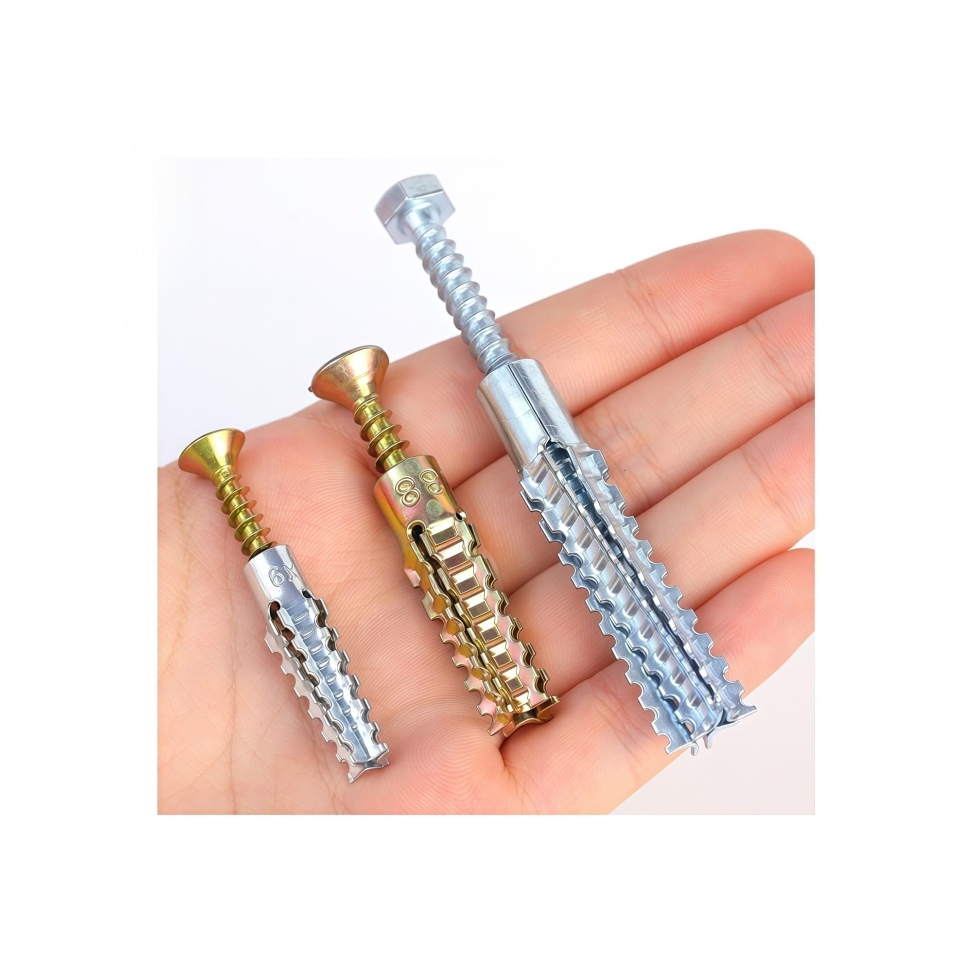 Da 10 a 50 set tubo di espansione in metallo spinoso seghettato viti di ancoraggio autofilettanti tasselli a muro for fissaggio di costruzioni in calcestruzzo(02,50PCS)