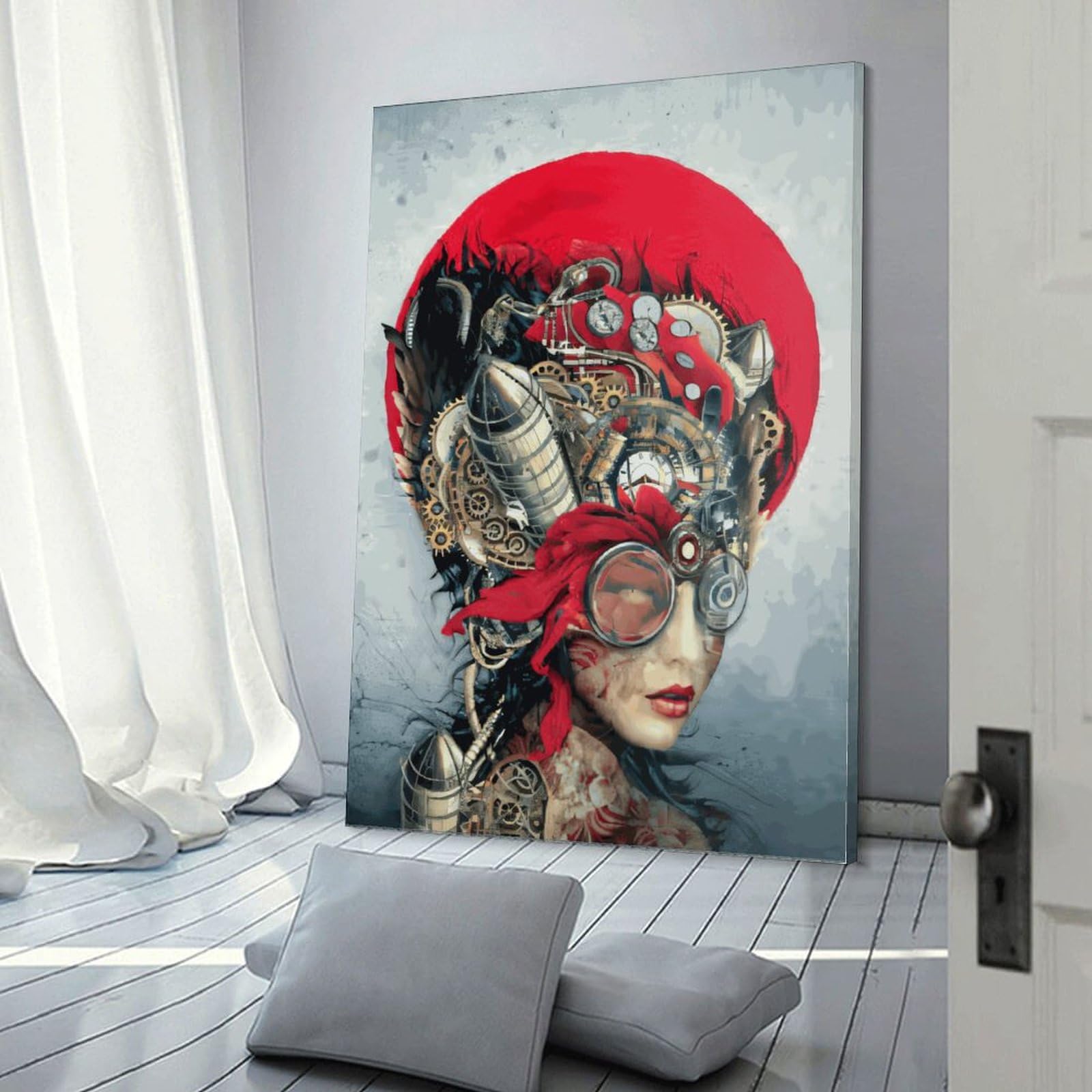 Poliuaws Girls Frame-Steampunk Steampunk Canvas Art Bedroom 24X36inch(60X90cm) Canvas Pictures For Wall