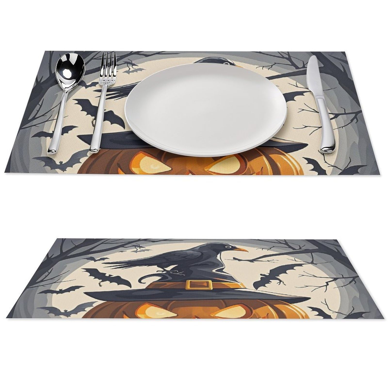 Sets de table en PVC antidérapants motif corbeau noir protection chaleur cuisine