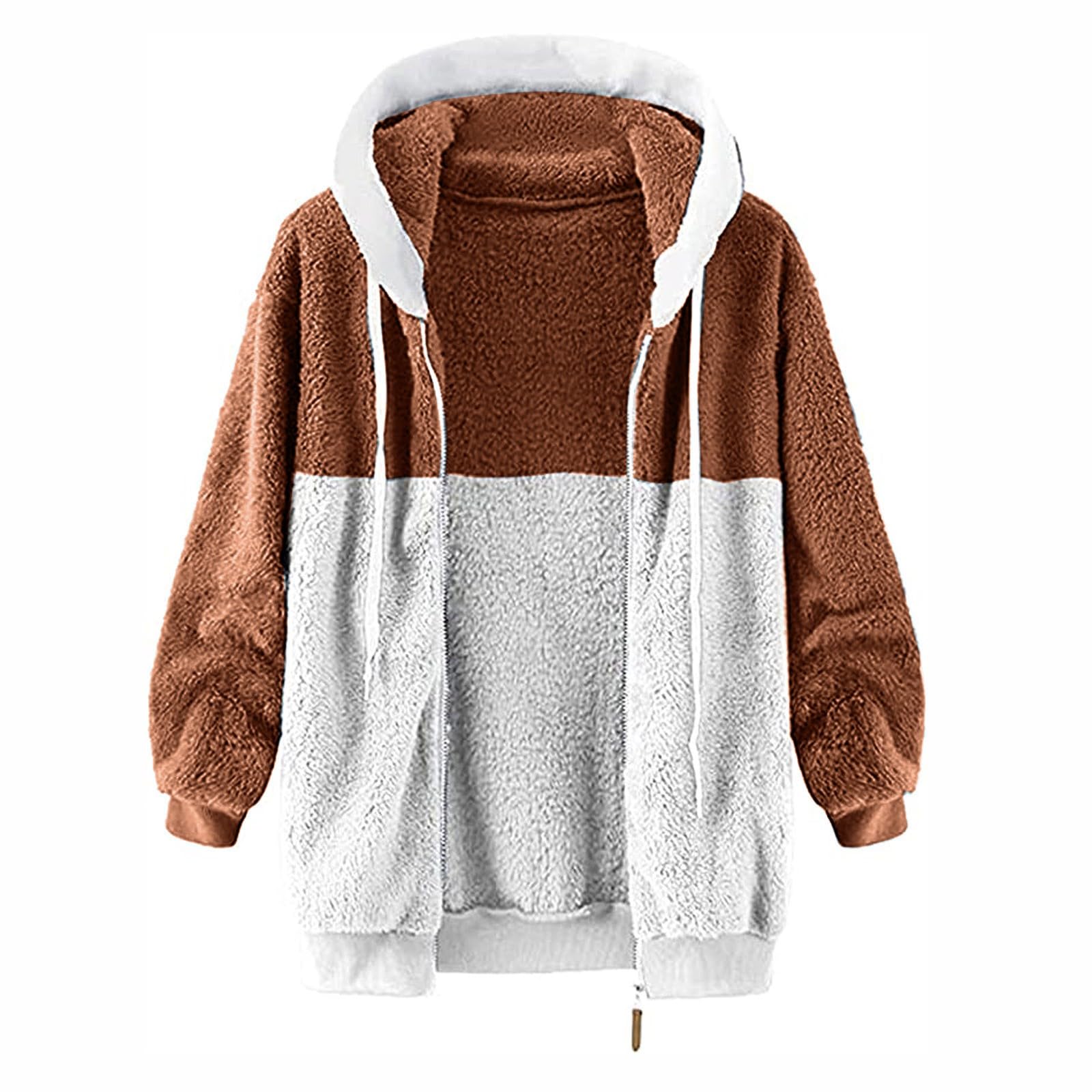 Generico Sudaderas Largas Algodón Mujer con Cremallera Sin Capucha - Top Blanco Mujer Elegante Oversize Hoodie Ligero Moda Térmica Felpa Suave con Bolsillos Cómodos Ropa Otoño Casa Al Aire Libre