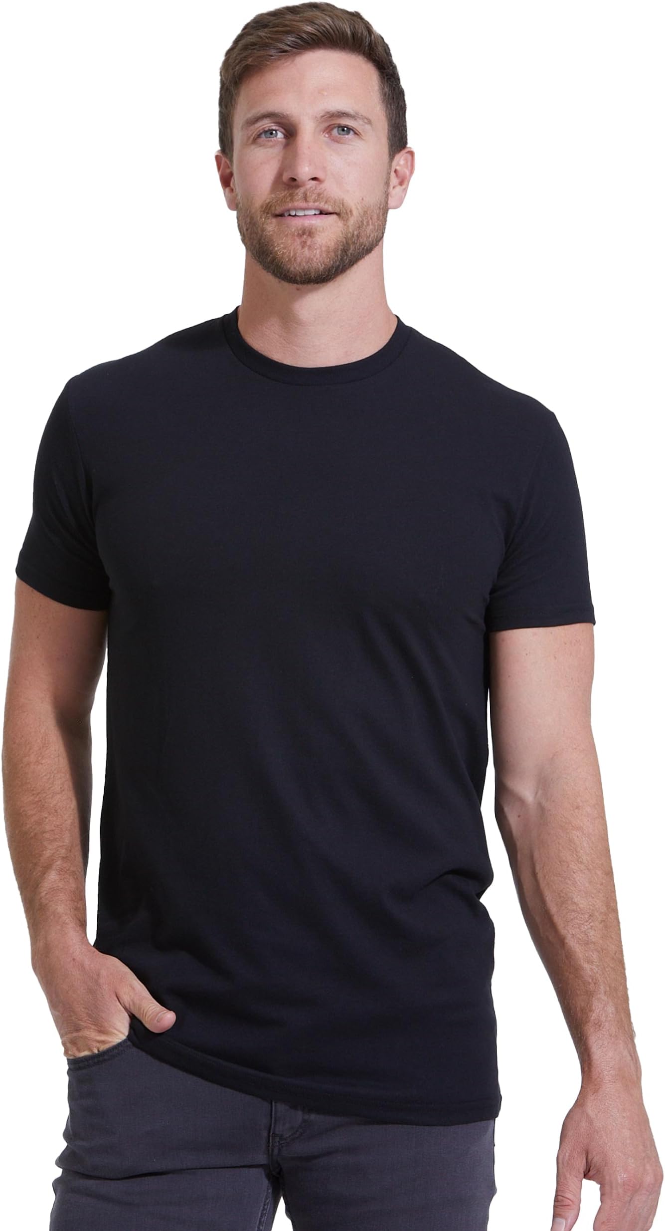 Mens T-Shirts โ Short Sleeve Crew Neck T Shirts for Man, Cotton Blend Plain Novelty Men's T-Shirts, Pack of 1, Black, XXL Tall