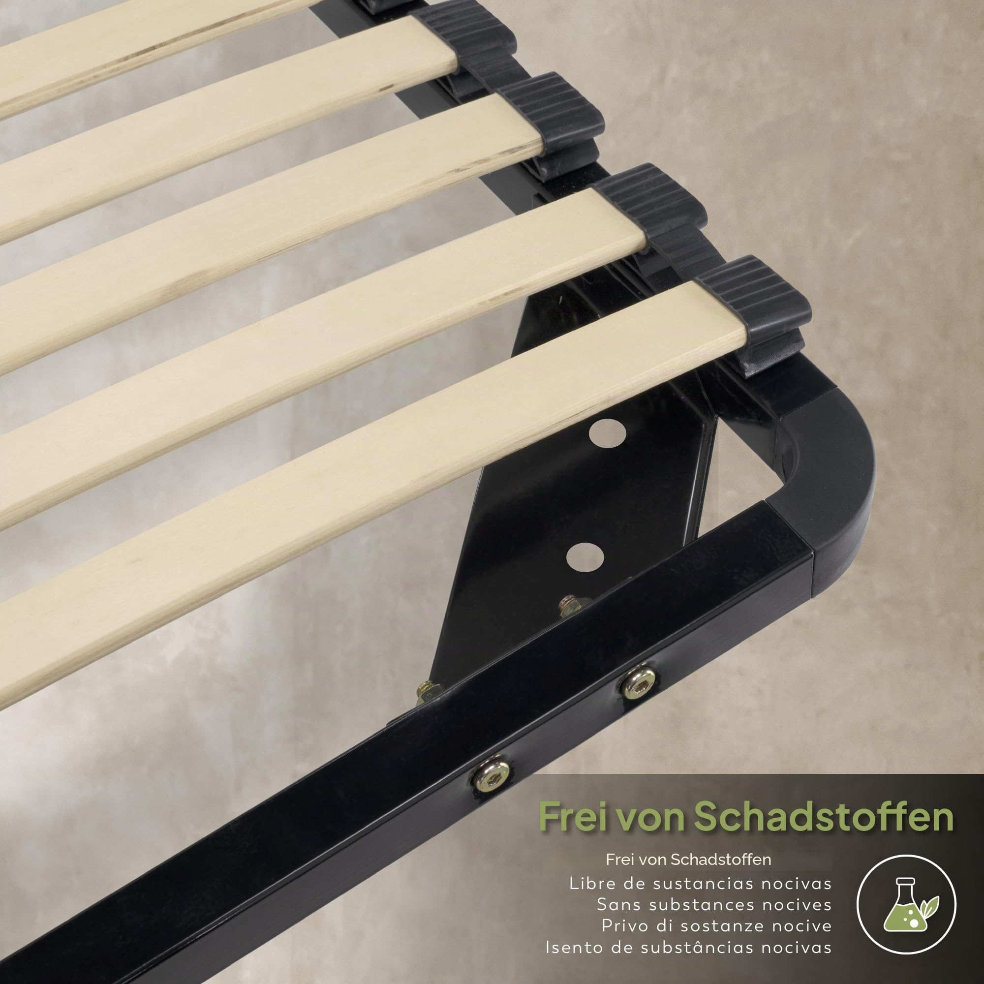 i-flair Lattenrost 140x200 cm mit Metallrahmen | 56 Leisten, Härtegrad verstellbar, Mittelzone anpassbar, stabil belastbar, für alle Matratzentypen geeignet