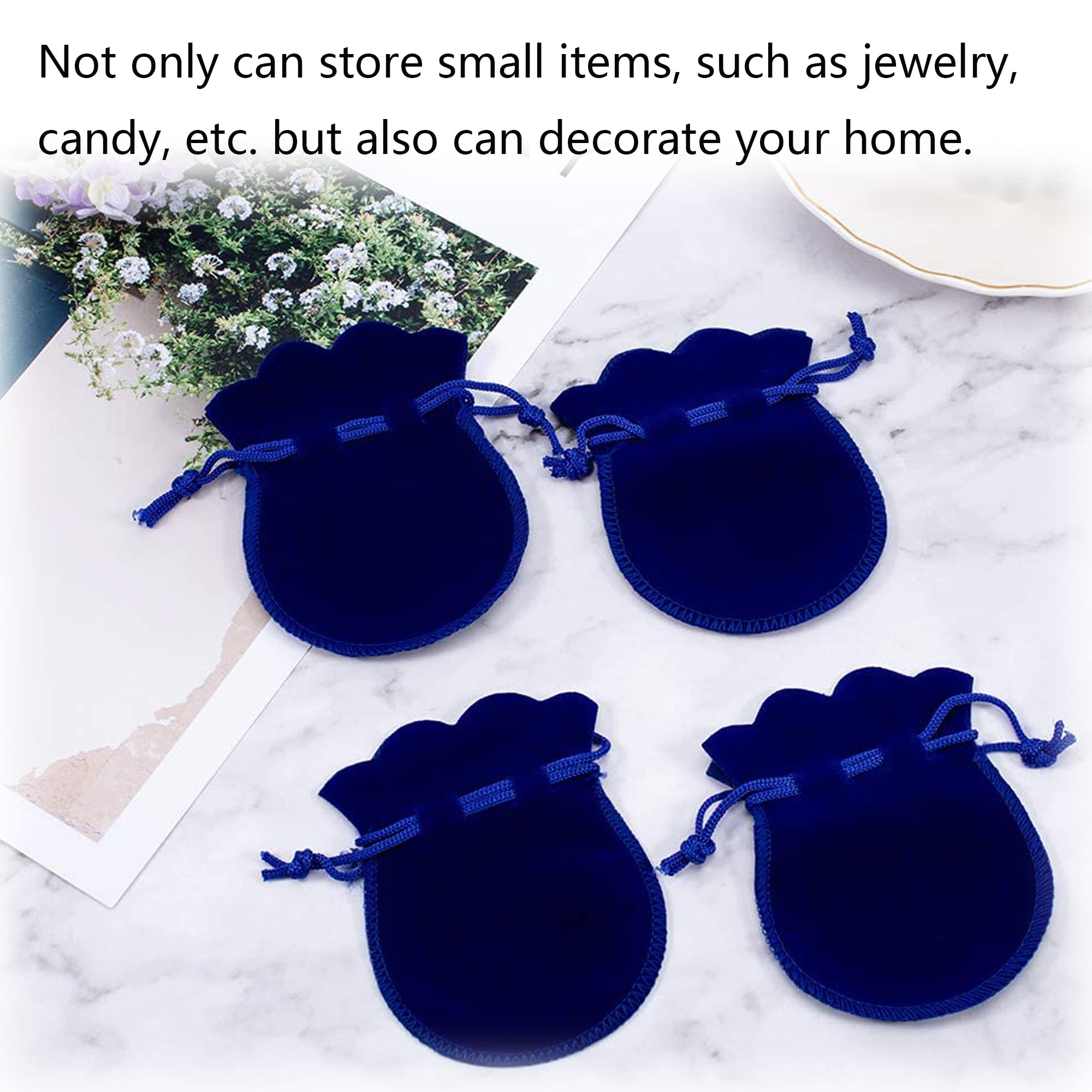 10 Sacchetti In Velluto Con Coulisse Per Gioielli – 6,9 X 8,9 Cm – Blu E Altri Colori, Regalo Bomboniera - 2