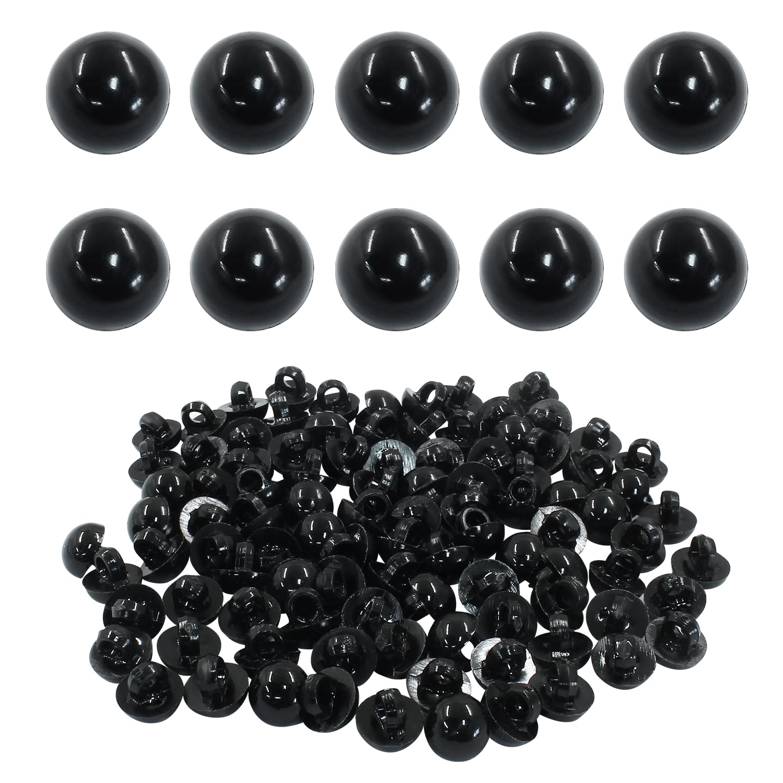 100 Pcs 9mm Plastic Safety Eyes Black Doll Eyes, Bear Doll Eyes Mushroom Buttons Domed Eyes, Small Craft Buttons Round Eyes for Toy Crochet Sewing-image-26