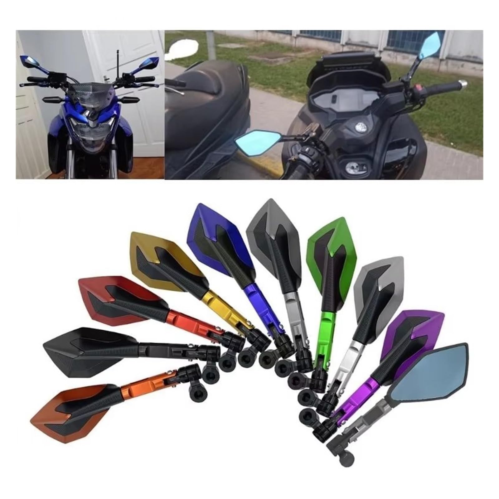 Per Kawasaki Per Z900 Per Z900RS Per Z800 Per Z1000 Accessori Moto Specchi Retrovisori Laterali In Lega Di Alluminio Specchietti Moto Manubrio(Yellow)