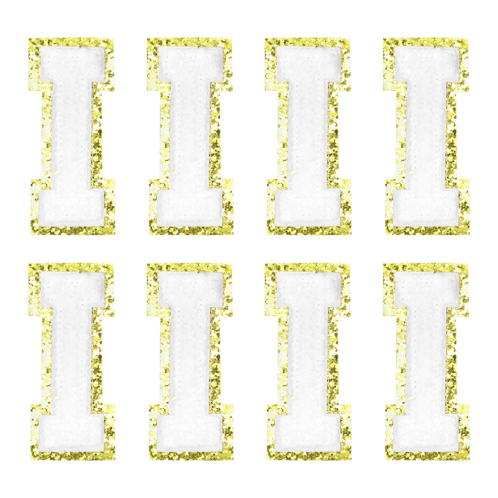 sourcing map Chenille Letter Patches 2.2" Self Adhesive Alphabet I Stick on Embroidered Patch Sew on Letter Stickers Applique for Repairing Clothing Jeans Shoes Hats DIY(White, Pack of 8) — image 1