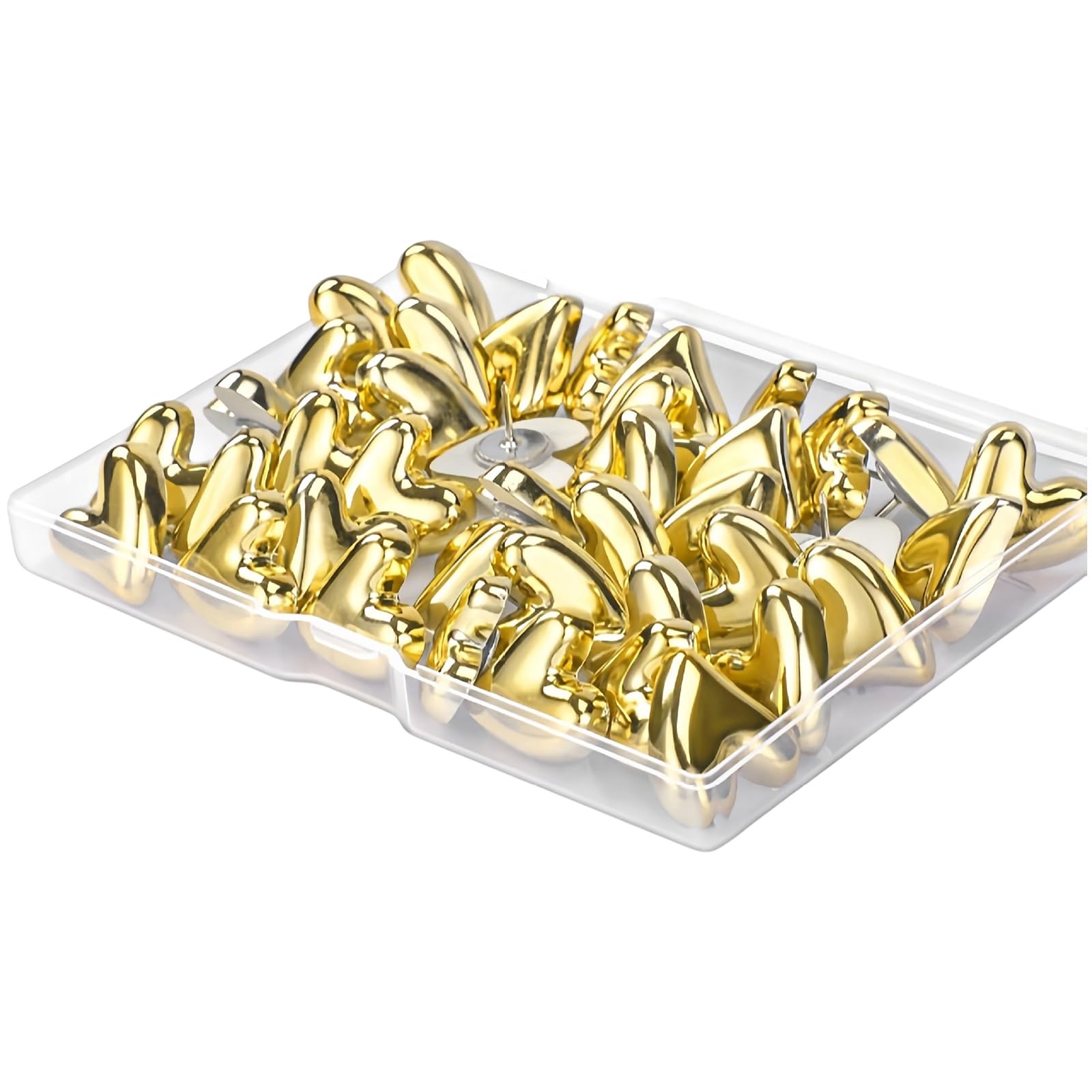 Kangnice Gold Metal Veneered Heart Thumbtacks 30Pcs Set Polystyrene Varnished Photo Wall Fasteners Decorative Home Organization Denial Tool Installation Wall Hoofs