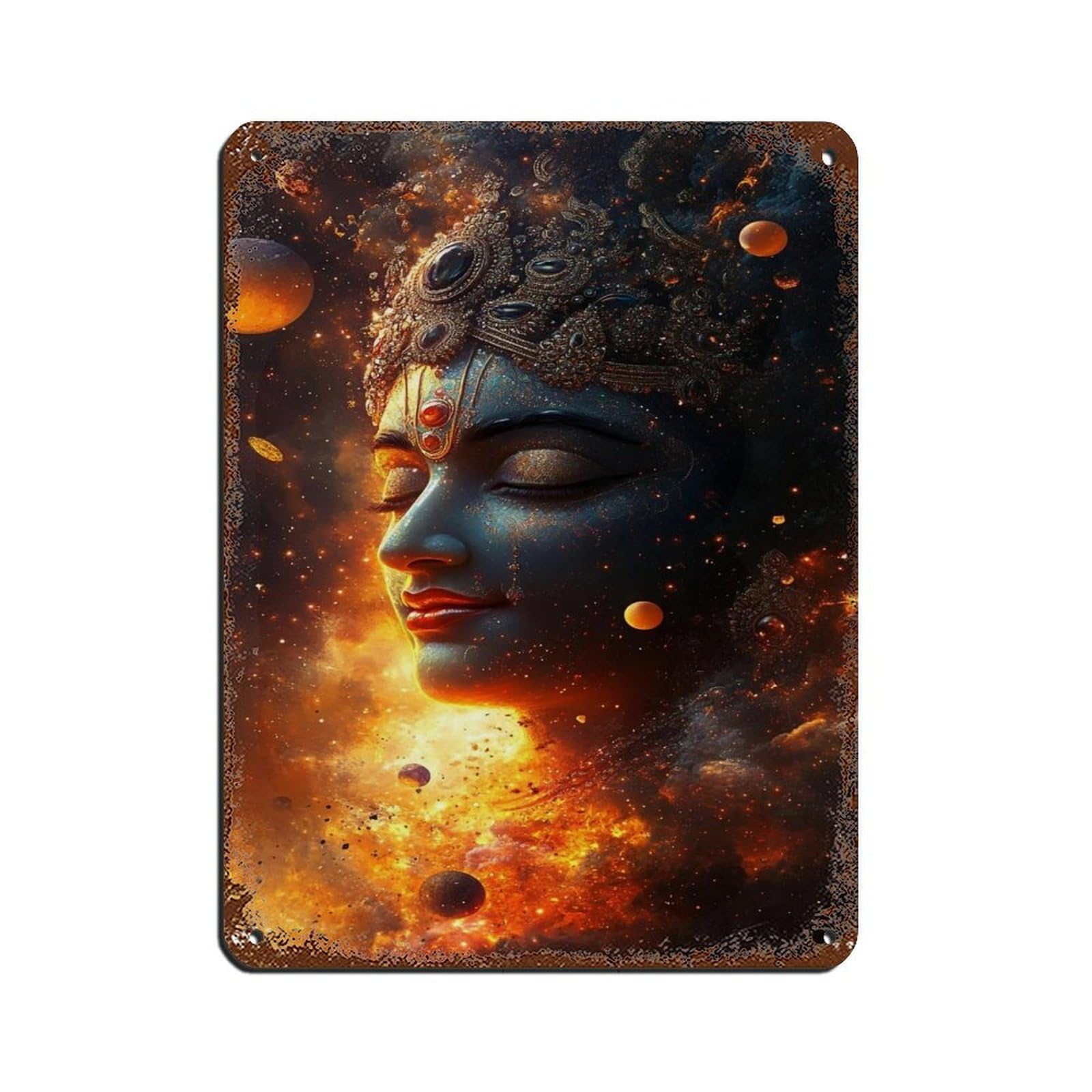 Cosmic Krishna– Divine Universe Art Retro Poster Metal Tin Sign Chic Art Retro Iron Painting Bar People Cave Cafe Family Garage Poster Wall Decoration 12x16inch(30x40cm)