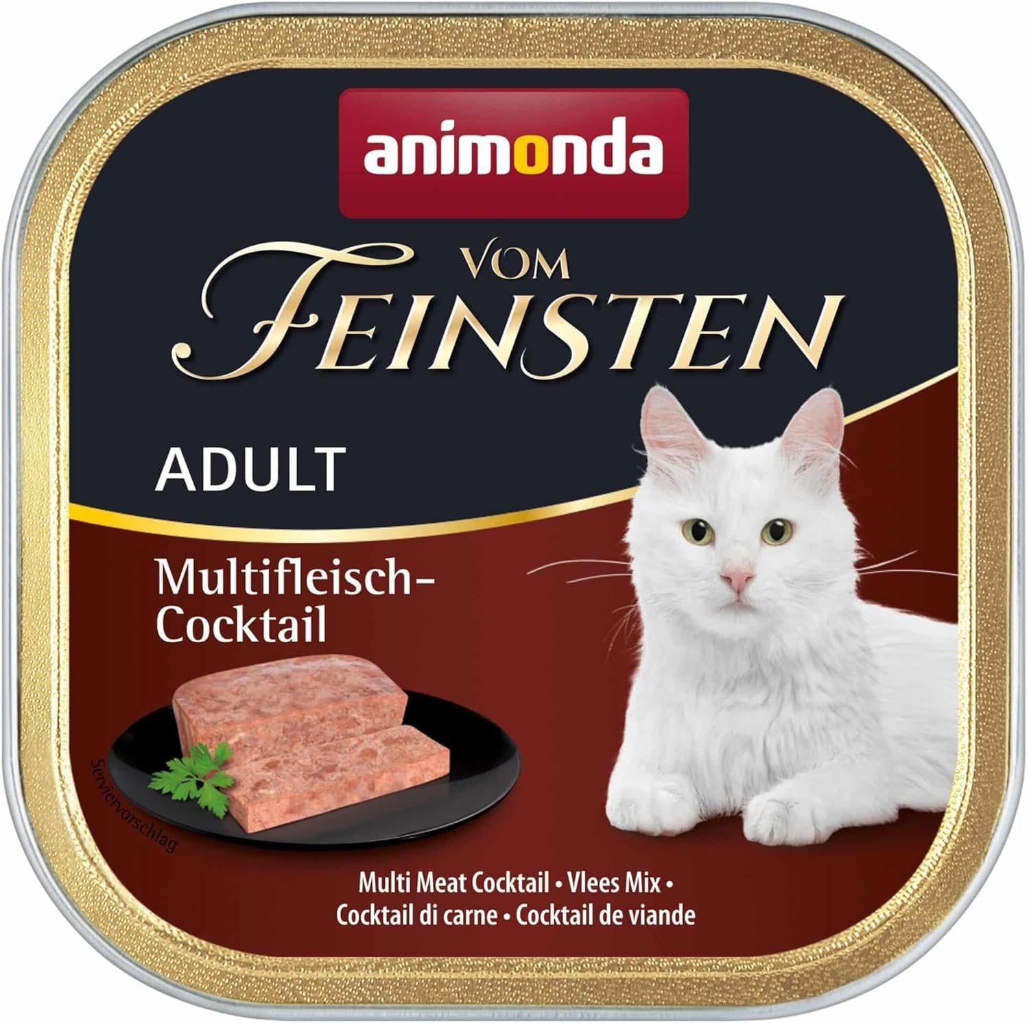 animonda Vom Feinsten Adult mit Multfleisch-Cocktail (32 x 100 g), Nassfutter für ausgewachsene Katzen, Katzenfutter ohne Getreide und Zucker, mit 100 % frischen, fleischlichen Zutaten