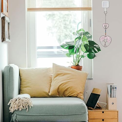 Miniatura 10 de TUMBEELLUWA Adorno colgante de cristal de árbol de la vida de 7 chakras colgante de piedra de reiki curativa de 7 chakras para ventana pared