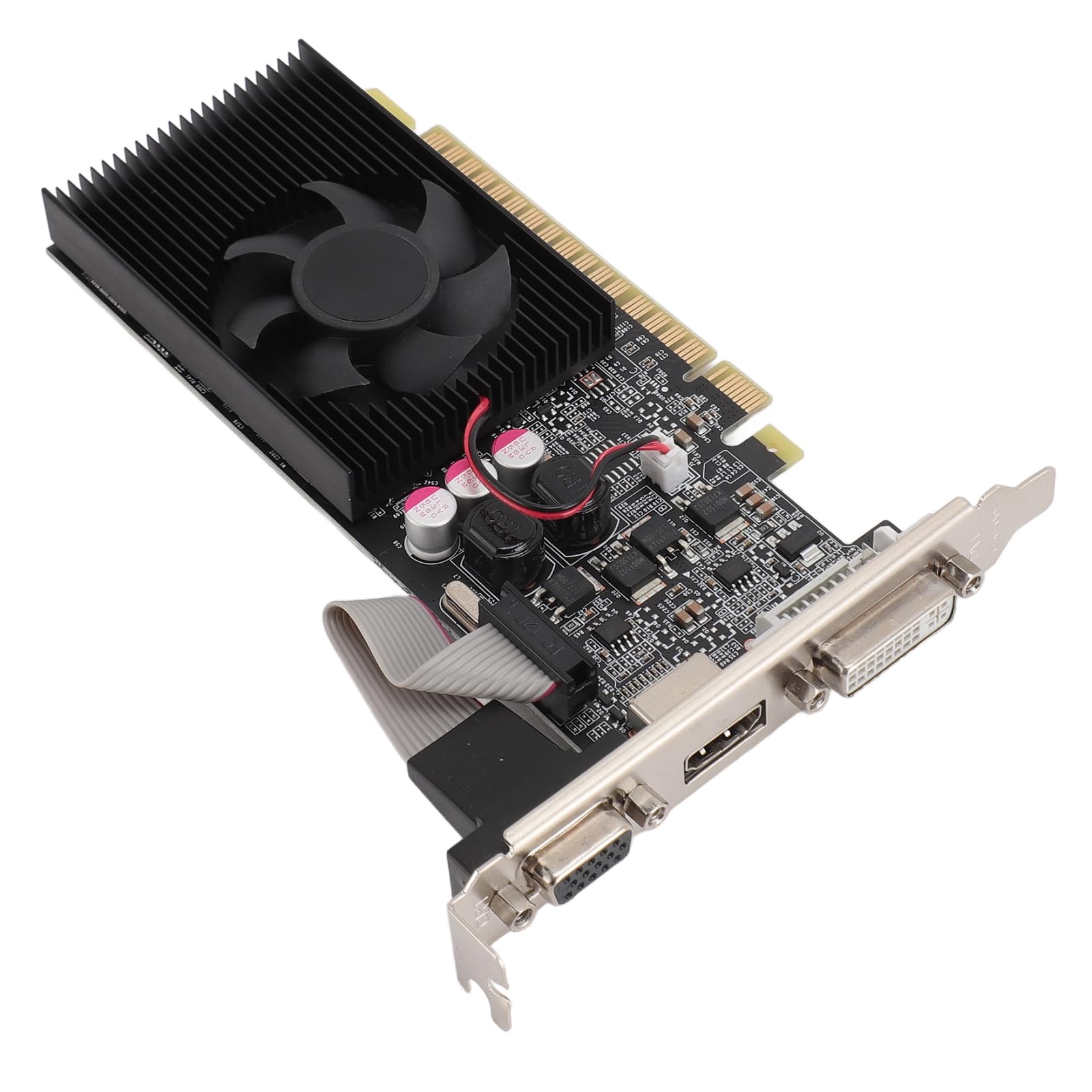 Tarjeta Gráfica GT 210, Tarjeta Gráfica GPU para Juegos PCI Express 2.0 DDR3 de 64 bits, 550 MHz, HDMI DVI VGA con Ventilador de Refrigeración para Juegos de Oficina y PC