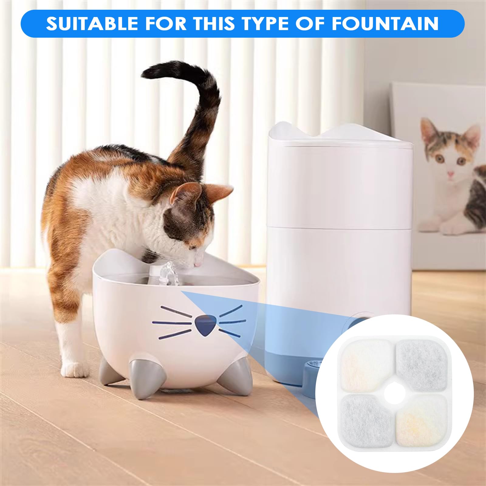 12 Filter + 12 Schwämme Für Katzenbrunnen - Dreifach-Filterung Gegen Haare & Verunreinigungen