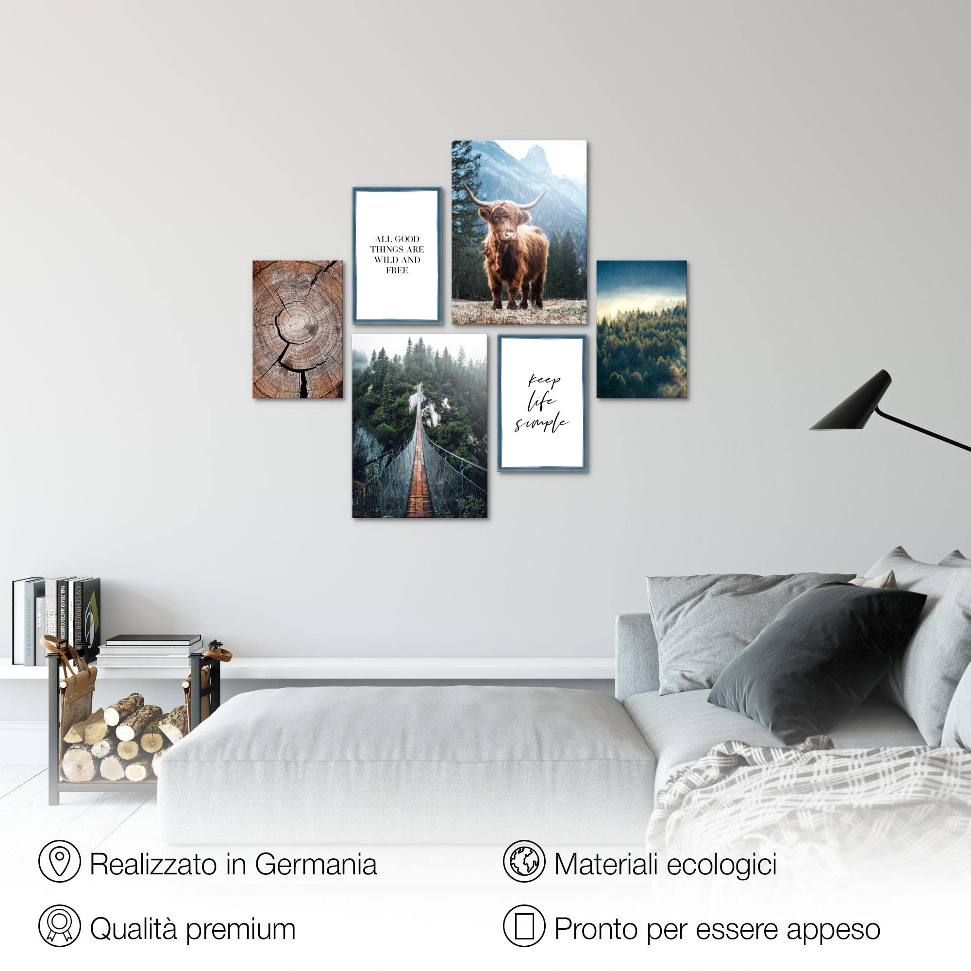 Quadro Su Tela Novart: Montagne E Lago N020872a - Paesaggio Moderno, Senza Cornice, Made In Germany