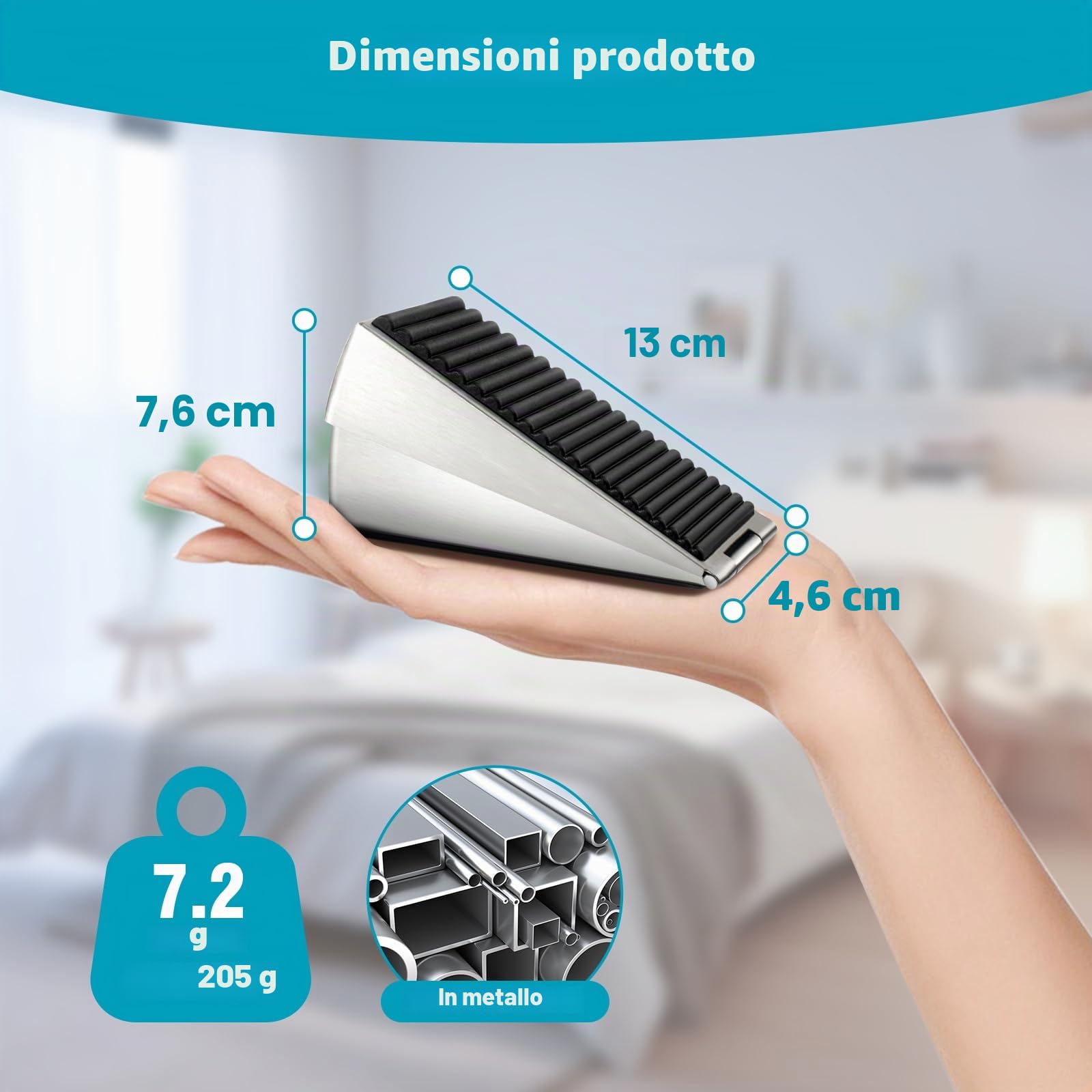 FLORA GUARD Fermaporta regolabile e resistente, altezza 7,6 cm, in acciaio inox, per il fondo di qualsiasi porta pesante, fermaporta in metallo con forte molla