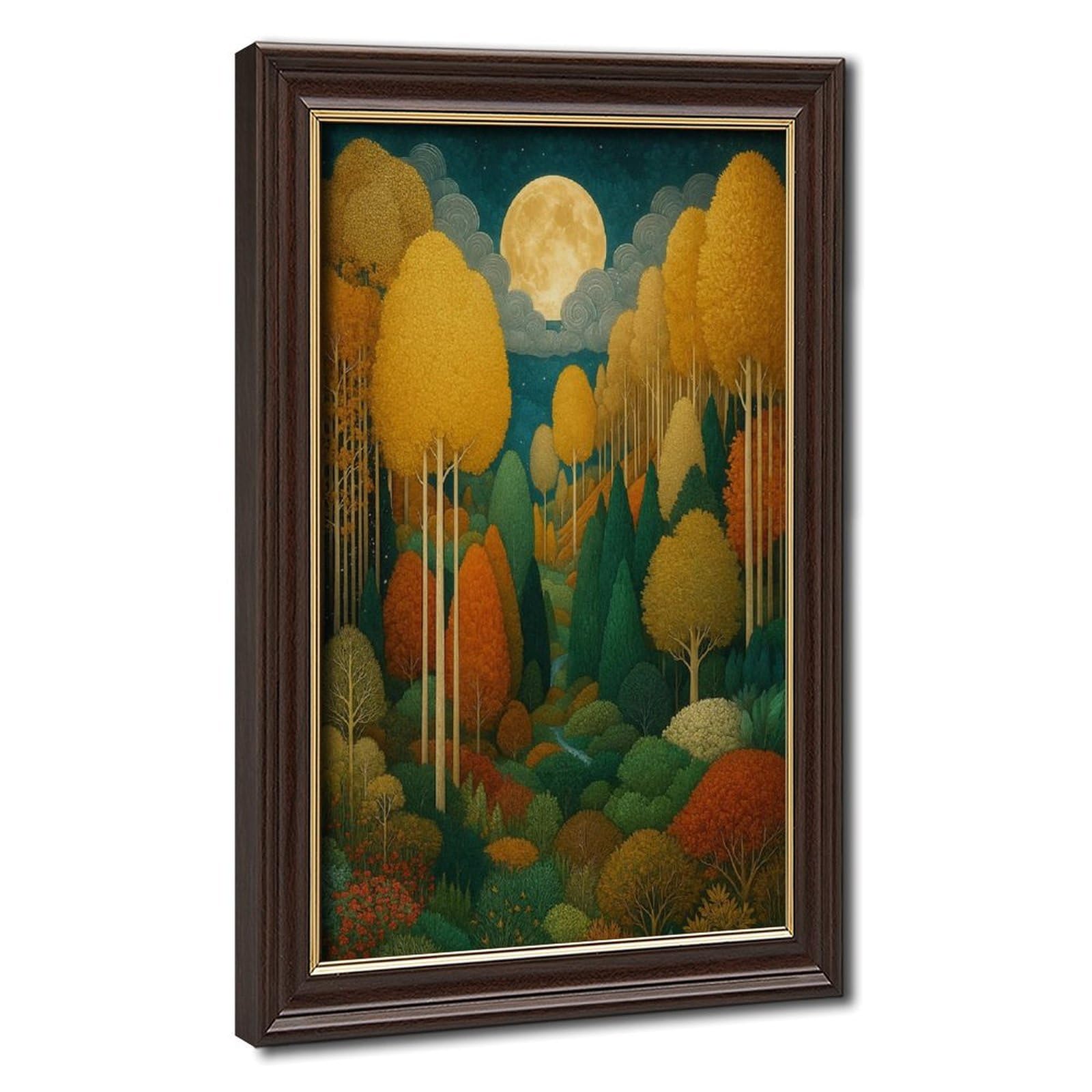 Bareronor Turquoise Whimsical Moonlit Forest Canvas Poster Bedroom Decor Landscape Office Room Decor Gift 20" L X 30" W