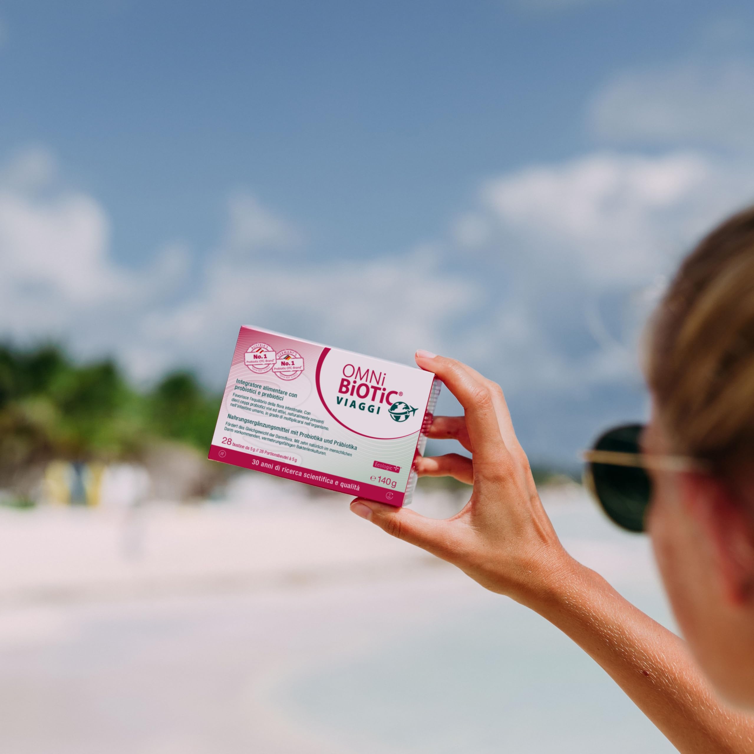 OMNi BiOTiC VIAGGI | Polvere | Con 10 Ceppi Probiotici | | Per una vacanza tranquilla | VEGANO | Senza OGM | 28 Bustine da 5g