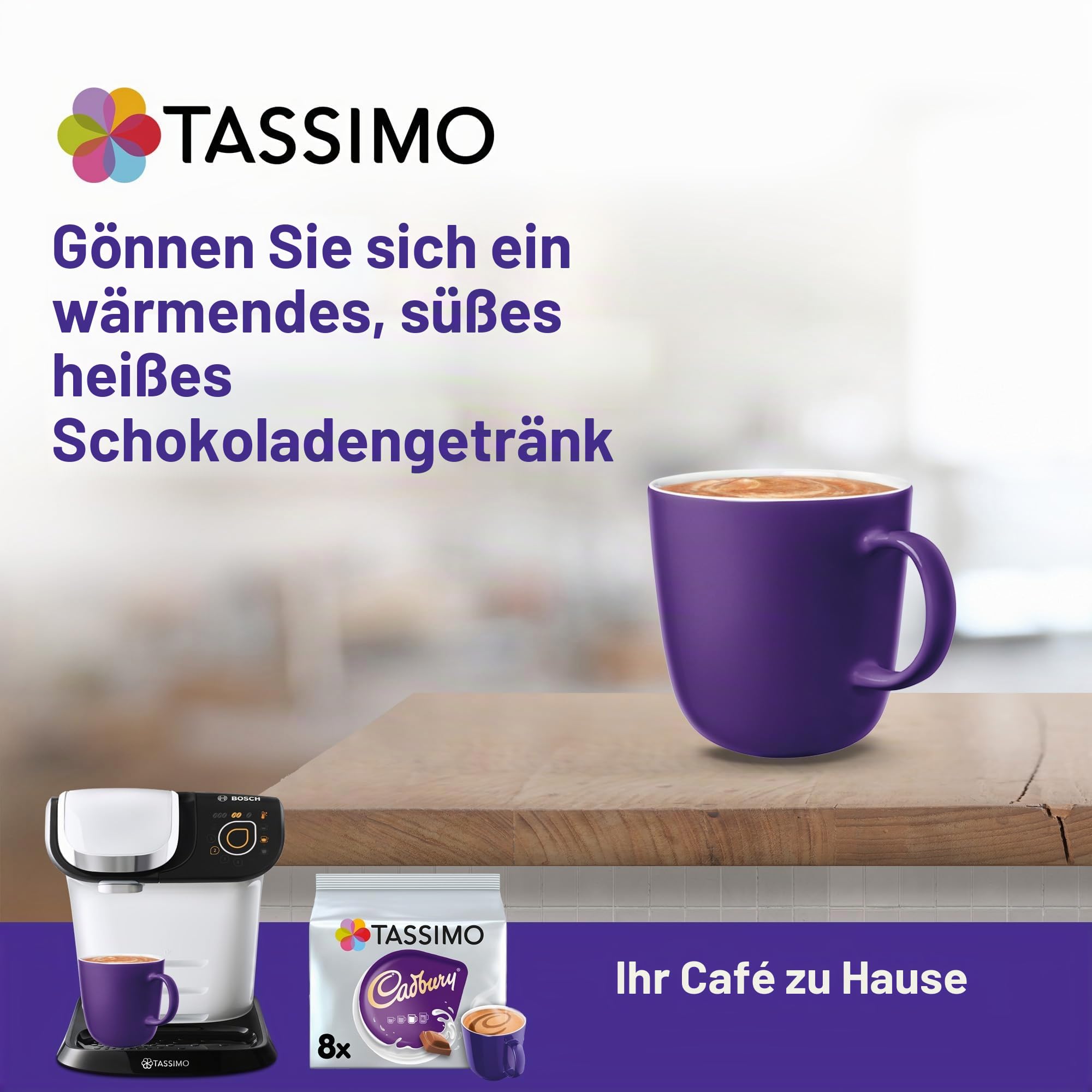 Tassimo Kapseln Cadbury Hot Chocolate 40 Kaffeekapseln, 5er Pack, 5 x 8 Getränke