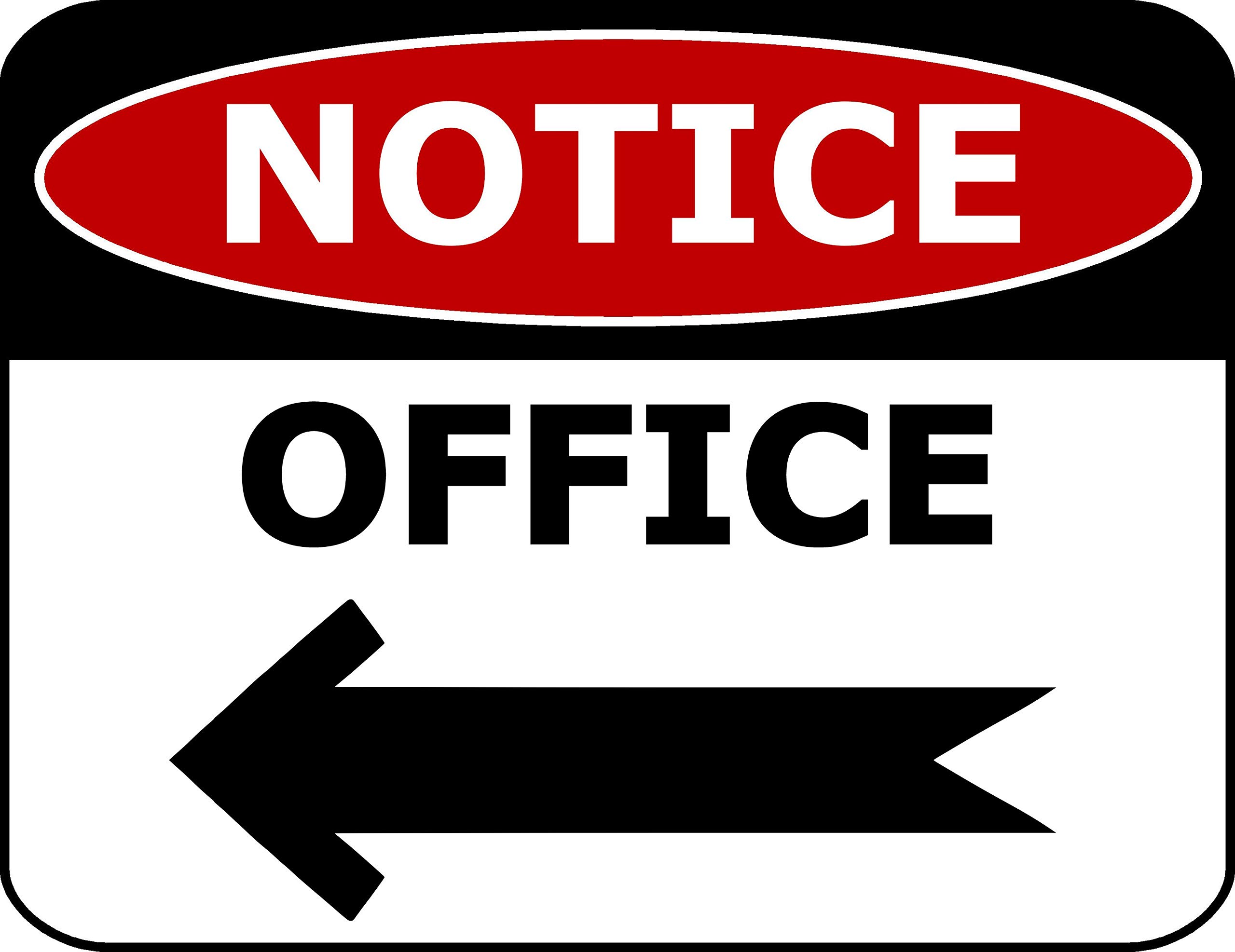 Aluminum Office Direction Guidance Sign, Office Entrance To The Left Yard Indoor Outdoor Wall Decor, 12x8 Inches
