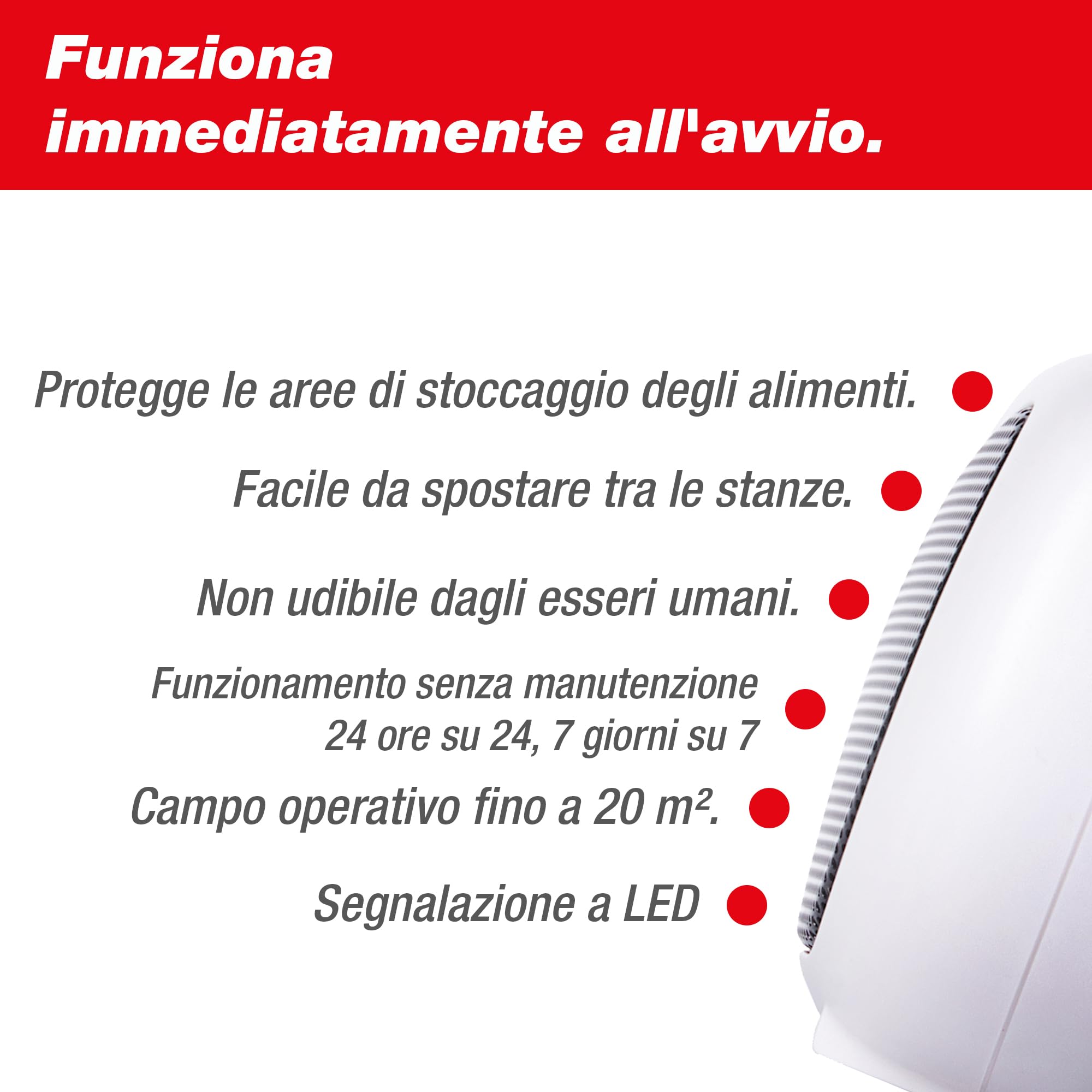 SWISSINNO Repellente a Ultrasuoni a Batteria 20 m² - Dispositivo Portatile Anti Topi e Ratti per Interni - Funzionamento Flessibile Senza Presa di Corrente - Ultrasuoni Contro Roditori e Martore