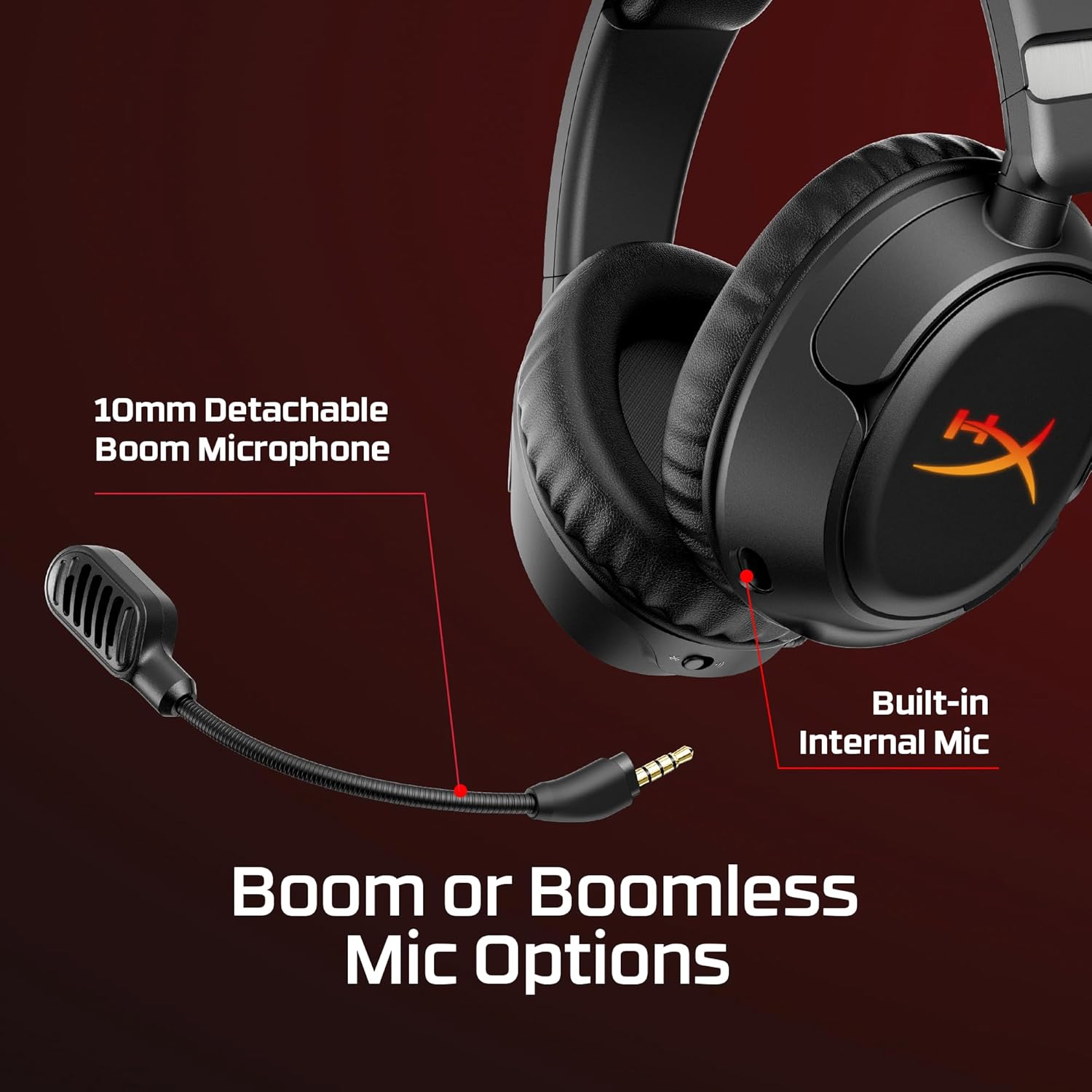 HyperX Cloud Flight 2 – Wireless Gaming Headset, Customizable RGB Lighting with Removable Earcup Plates, up to 100 Hours of Battery Life, 2.4GHz & Bluetooth, Multi-Platform Compatibility - Black