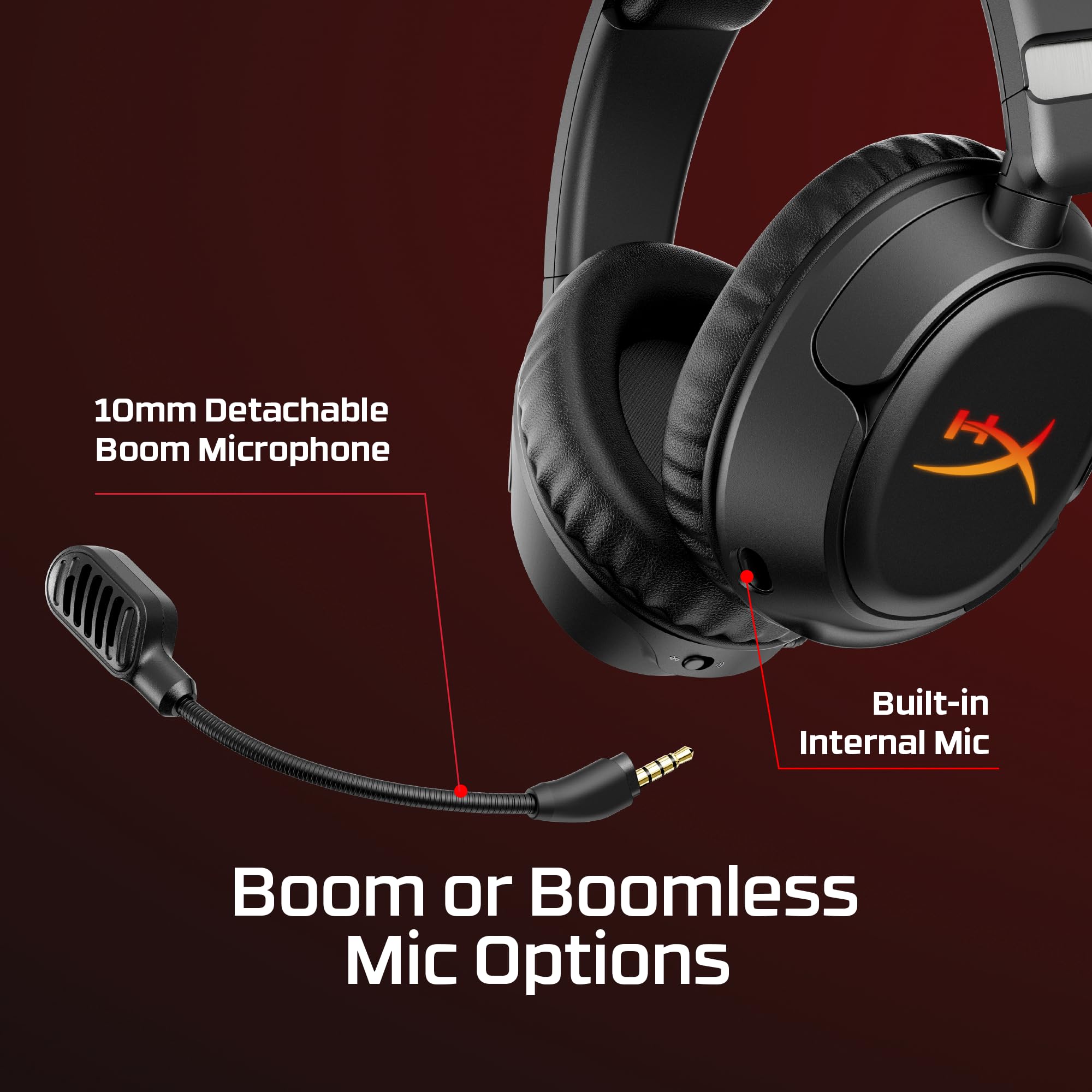 HyperX Cloud Flight 2 bezprzewodowy zestaw słuchawkowy do gier, konfigurowalne światła RGB, bateria 100 godzin, Dual Wireless 2,4 GHz i Bluetooth, Instant Pair, PC/PS/przełącznik/telefon, czarny