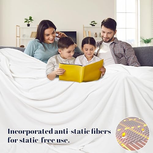 Miniatura 8 de PHF Manta de forro polar ultra suave tamaño Queen, sin desprendimiento, sin pelusas, acogedora manta ligera de 10.54 ozm para cama, sofá, silla,