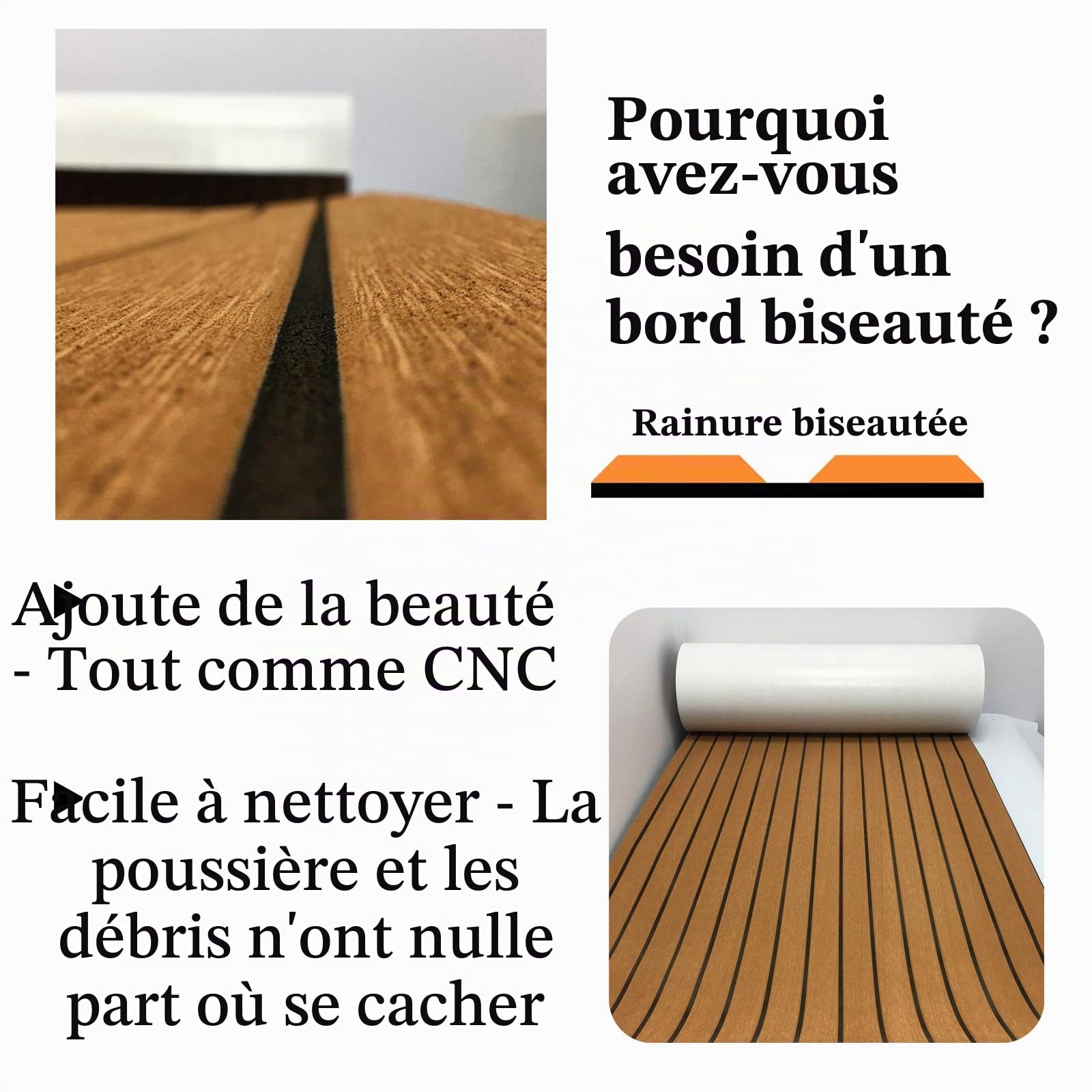 90 × 240cm Tapis Pont Bateau Synthétique de Decking Mousse EVA Autocollant Antidérapant pour Bateau Gonflable Convient pour VR, escaliers de Jardin, Entretien et décoration de terrasse