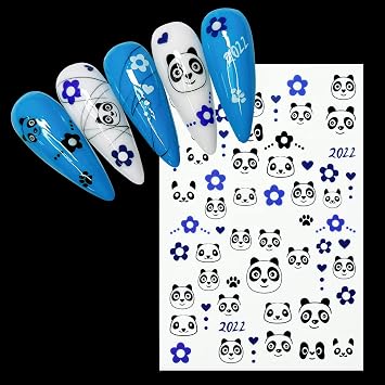 Nail Sticker Butterfly, Panda Bamboo Leaves Nail Art Stickers for Nail Design, Flower Leaf Cartoon Nail Decals 3D Self-Adhesive Nail Tips Decoration for Women Girls KidsYTZHI-001-8 Sheets